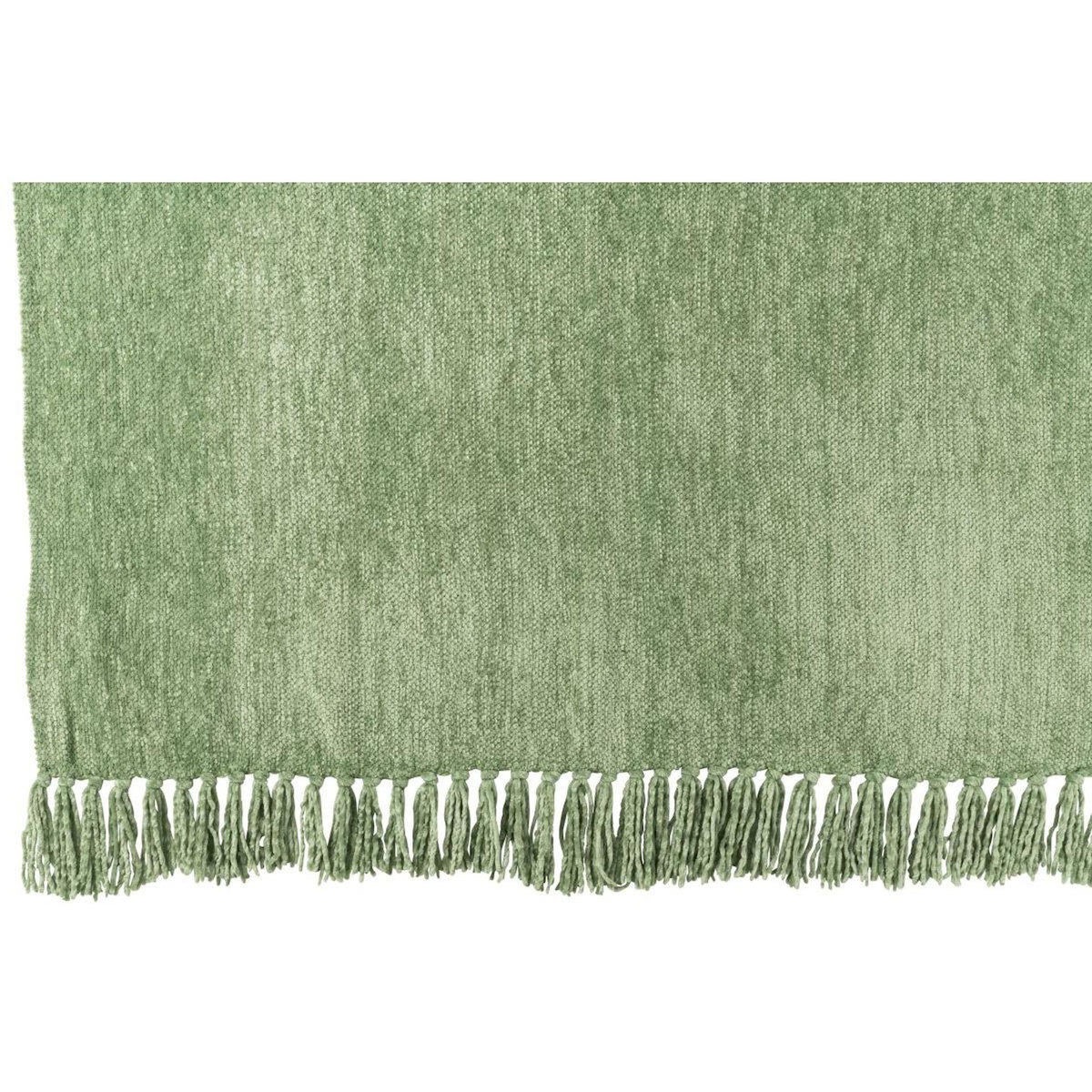 Paris Prix Plaid à Franges  Chenille  130x170cm Vert Mousse