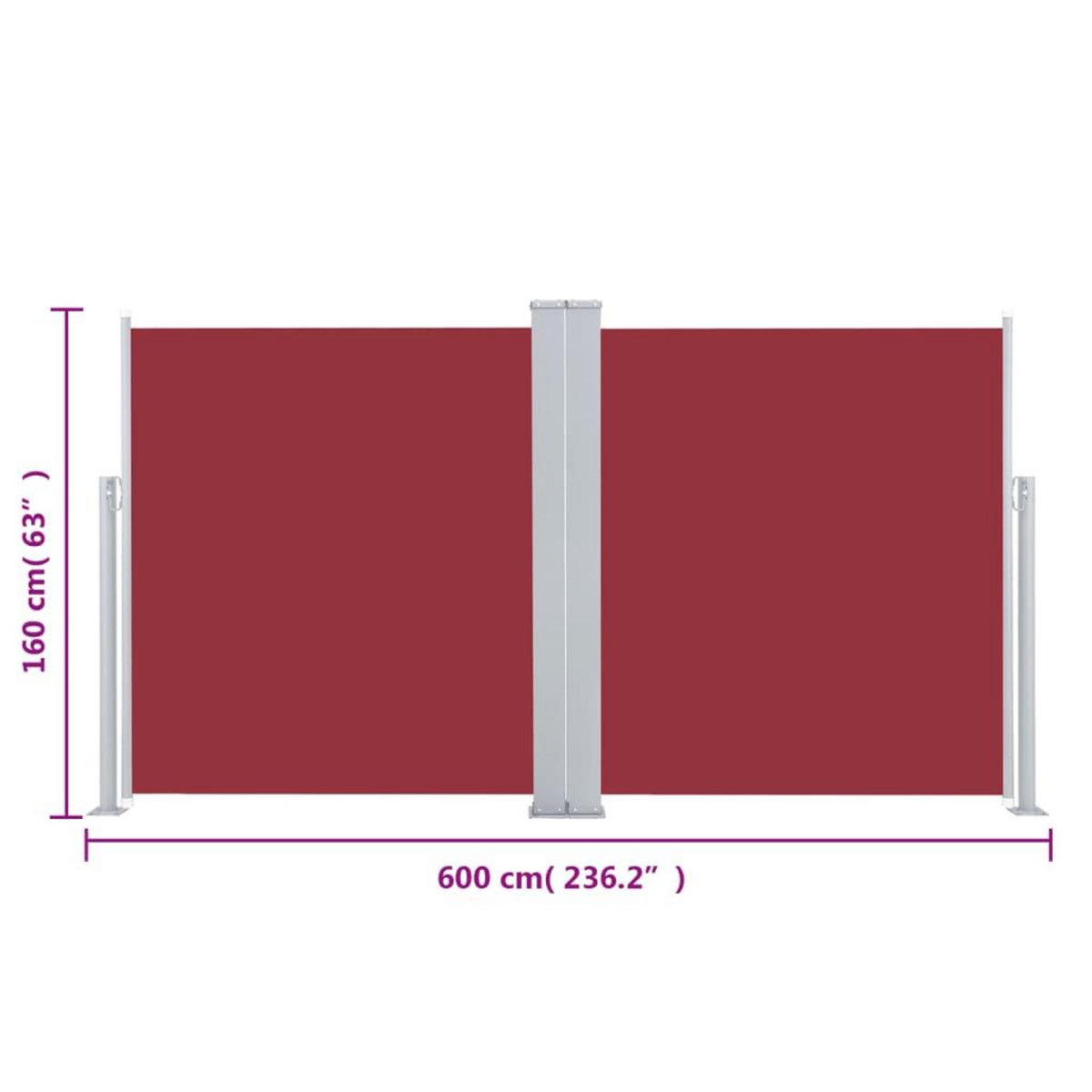 VIDAXL Auvent lateral retractable Rouge 160 x 600 cm