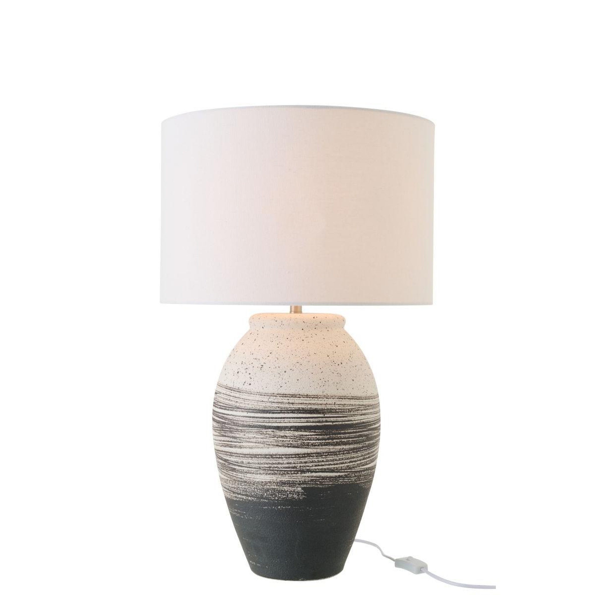 Voir la diapositive 2 : J-LINE Lampe à poser en céramique  rolph  73cm noir & beige