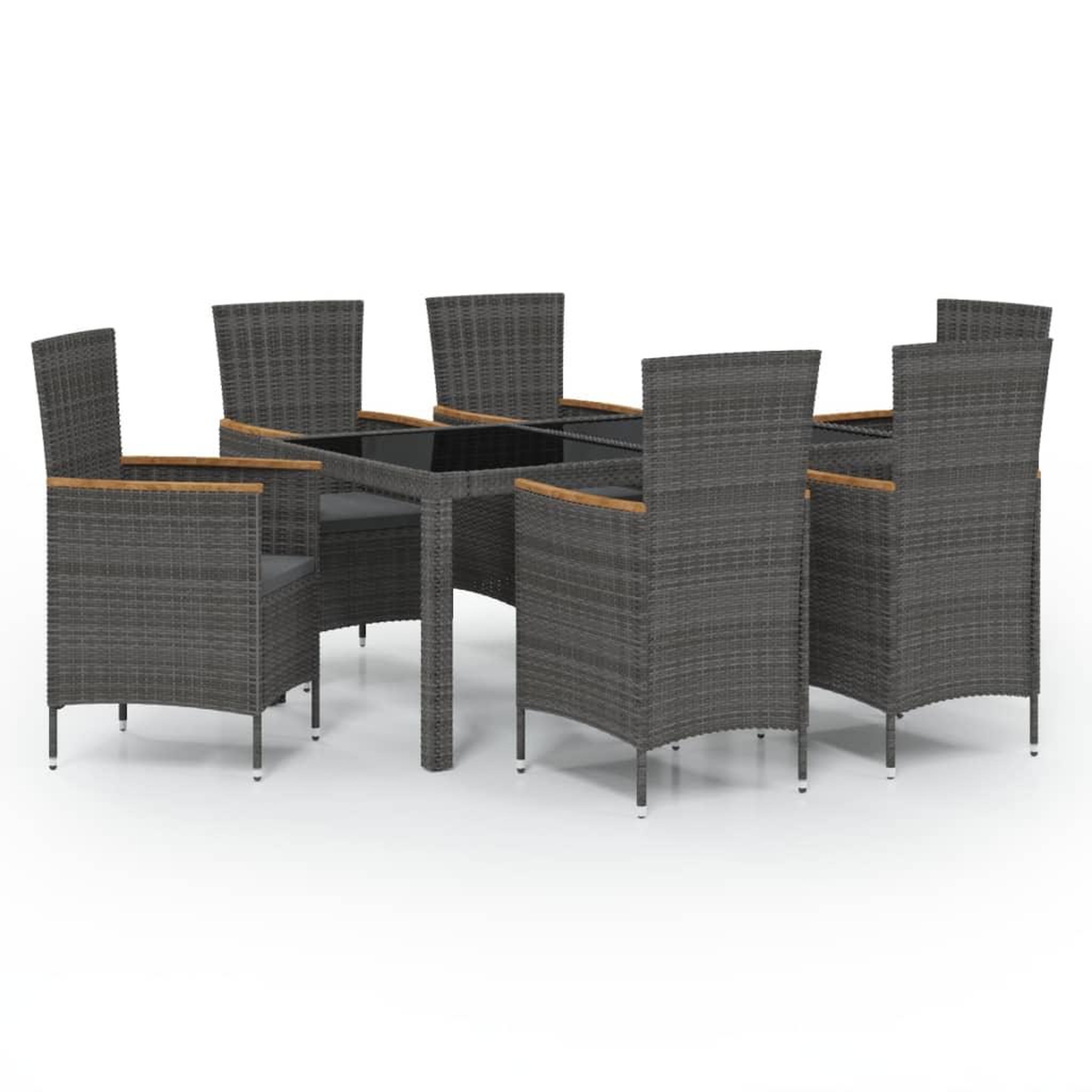 Voir la diapositive 2 : VIDAXL Ensemble a manger d'exterieur 7 pcs et coussins Resine tressee
