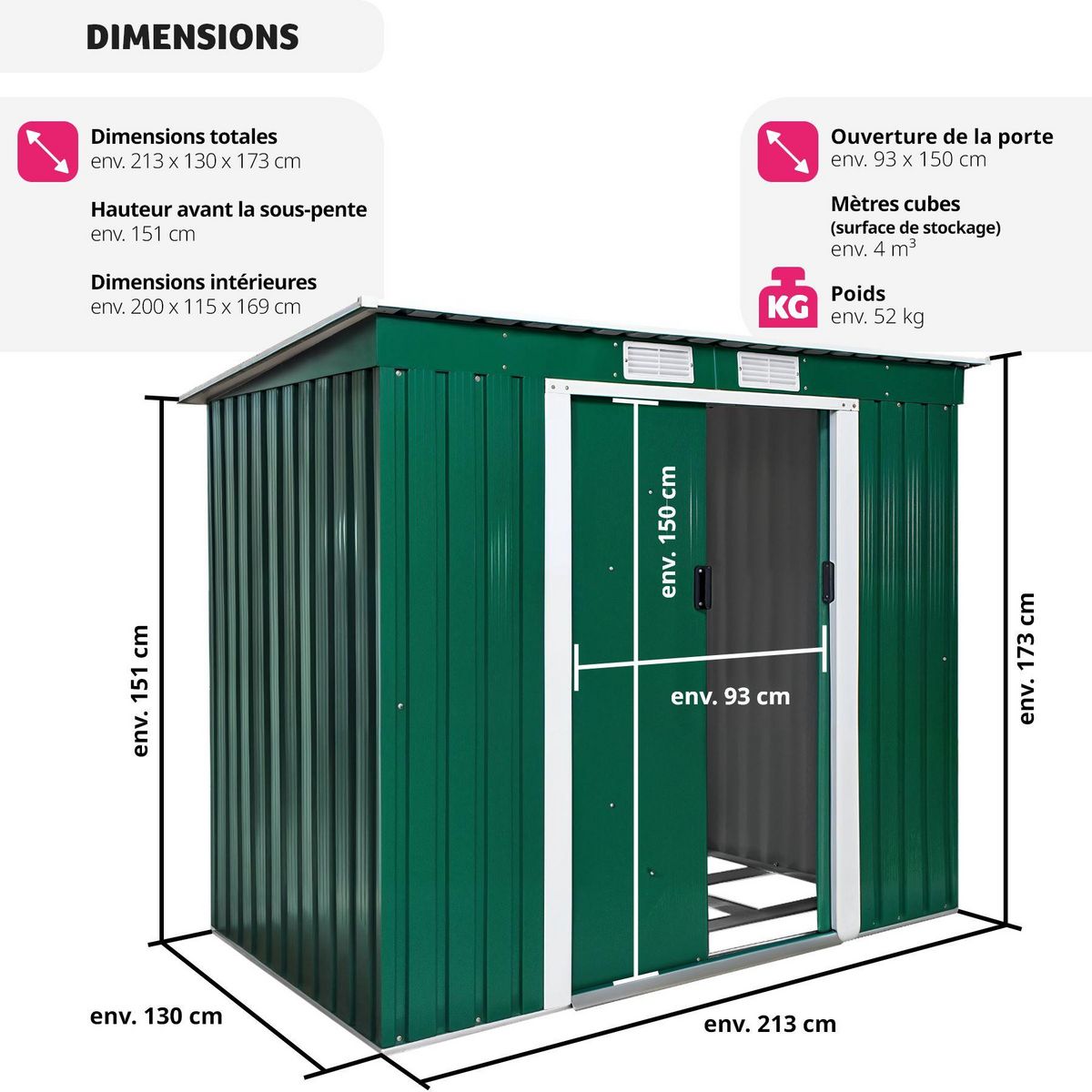 tectake Abri de jardin métal 2,7 m² toiture monopente En acier