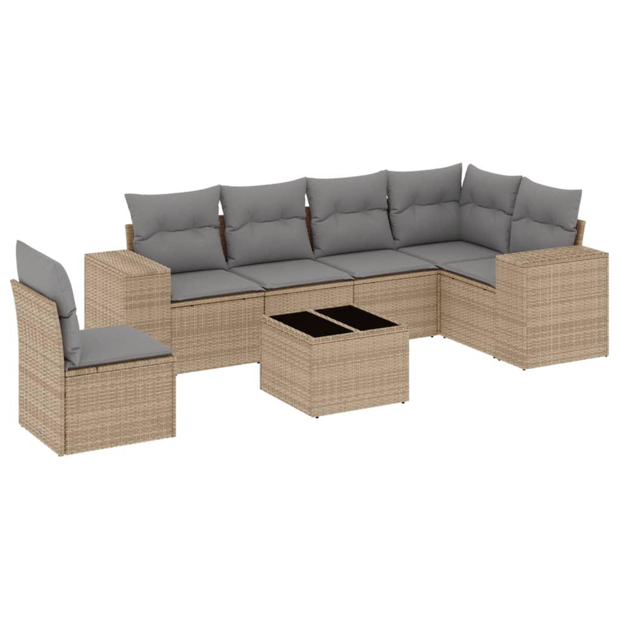 Voir la diapositive 2 : VIDAXL Salon de jardin avec coussins 7 pcs beige resine tressee