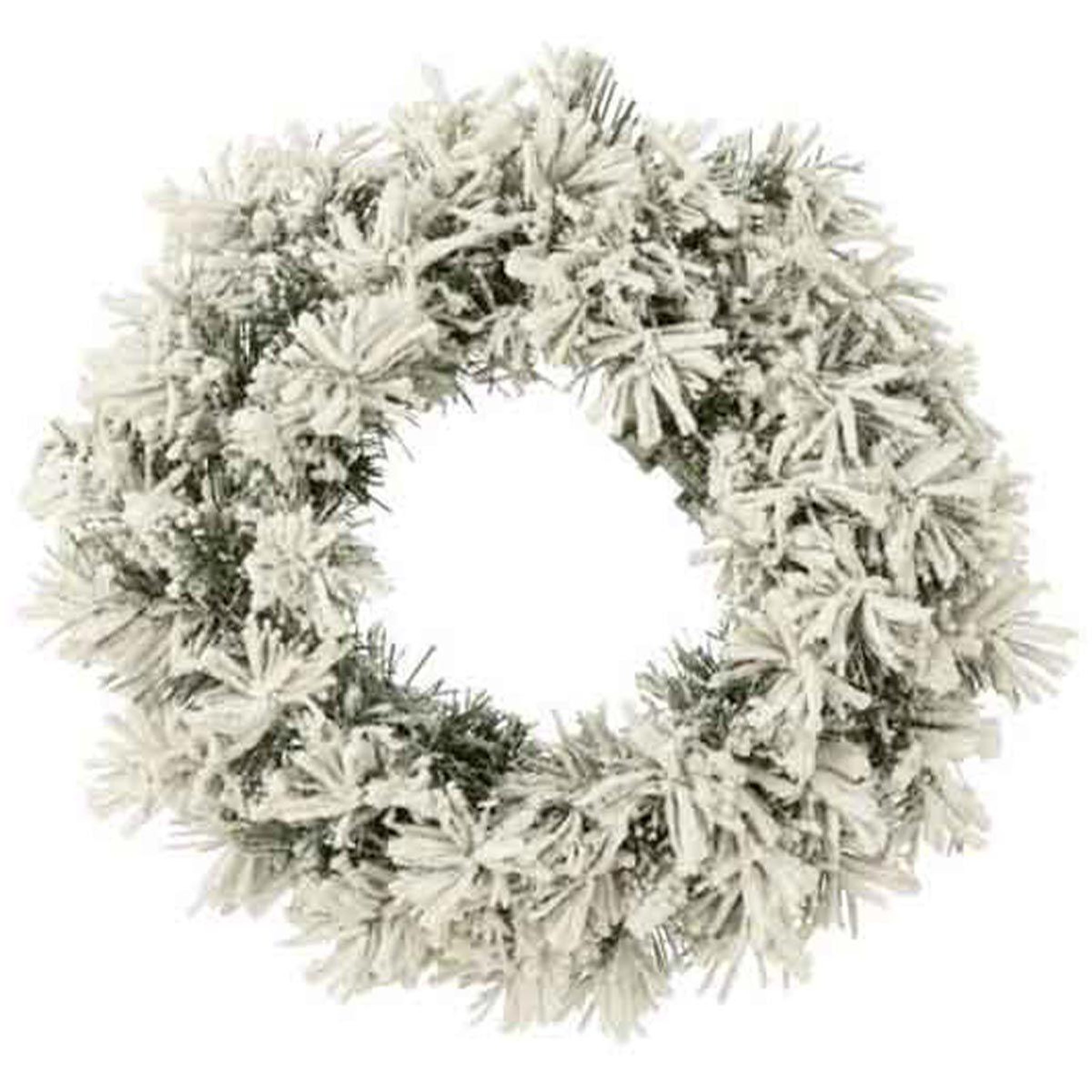 J-LINE Couronne de Noël Led  Enneigée  44cm Vert & Blanc