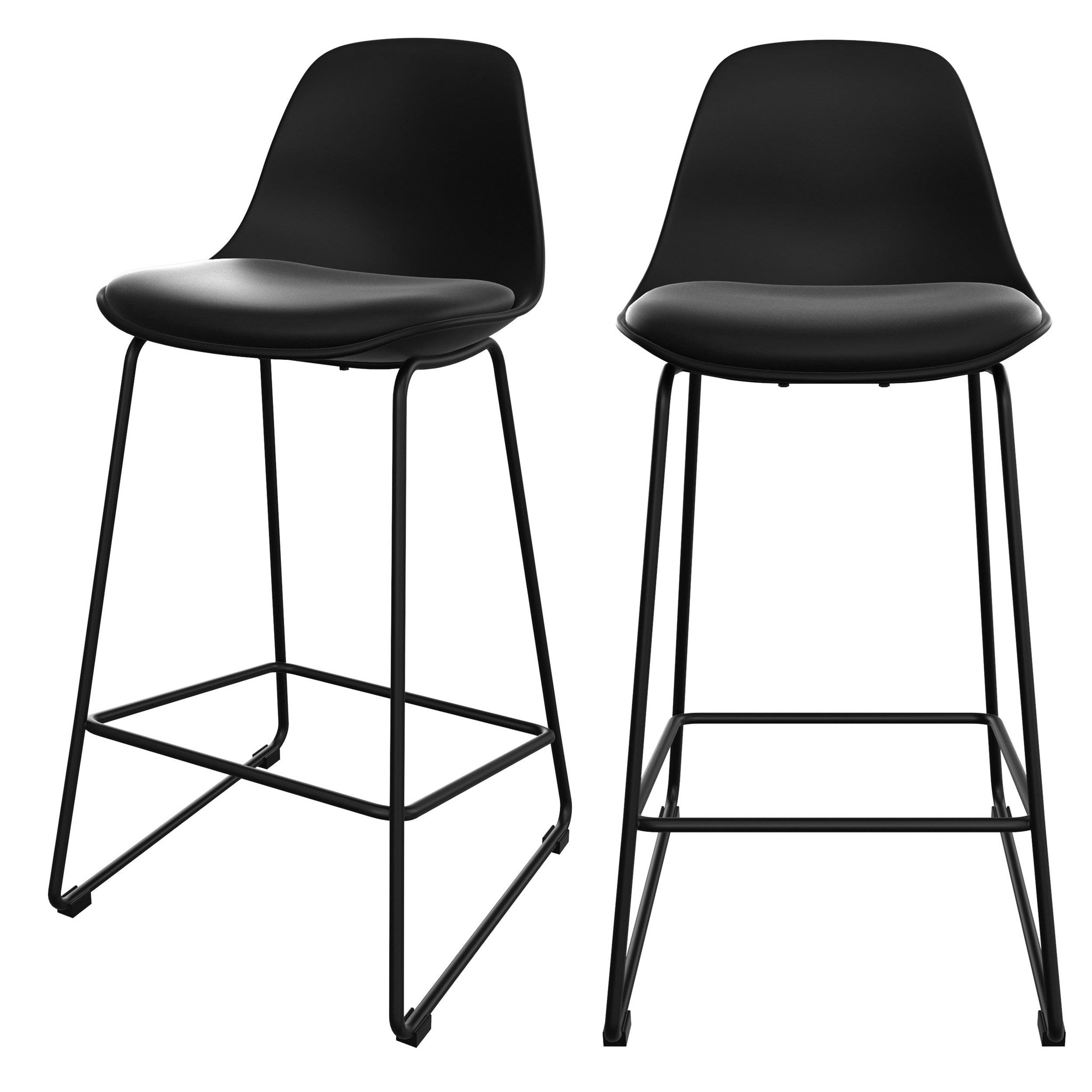 MAISON PAVANE Lot de 2 chaises pour îlot central 65 cm noires-leni