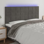 Voir la diapositive 1 : VIDAXL Tete de lit a LED Gris fonce 200x5x118/128 cm Velours