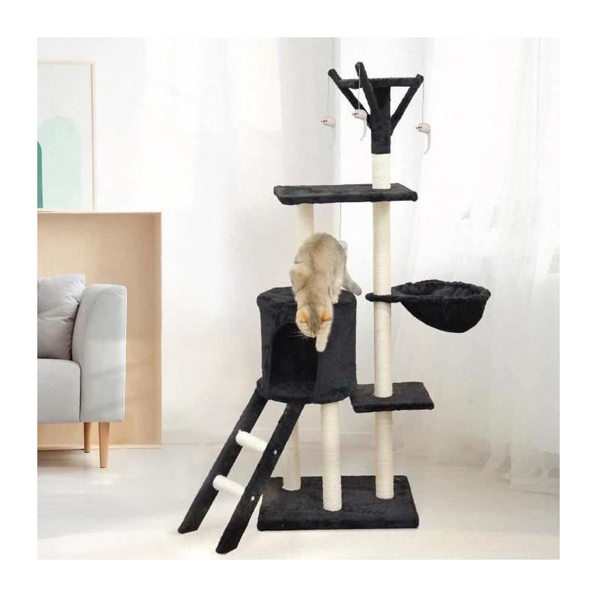 Voir la diapositive 2 : GENERIQUE JIPSY - Arbre a chat - 79 x 34 x 138 cm - Noir