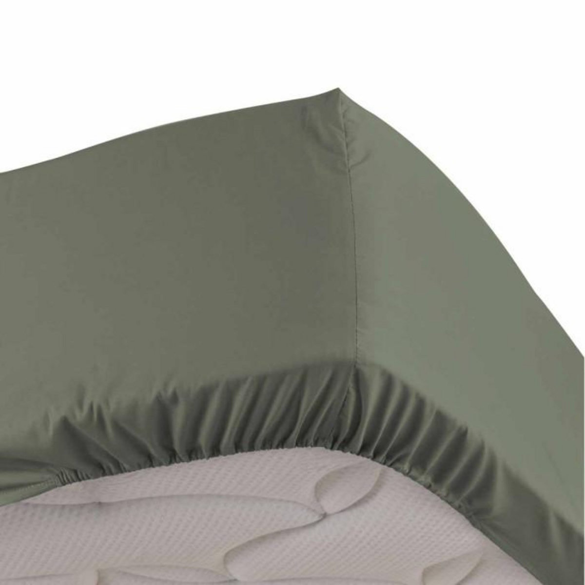Paris Prix Drap Housse  Percaline  90x190cm Kaki