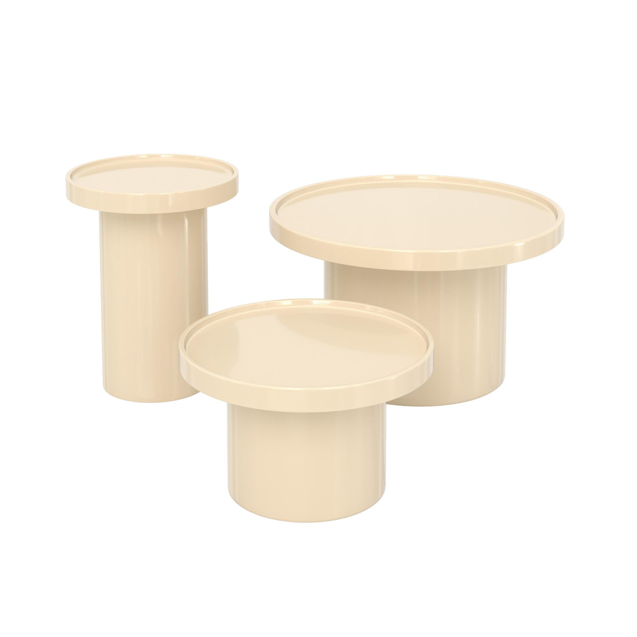 MAISON PAVANE Lot de 3 tables basses laquées blanches en mdf -nora