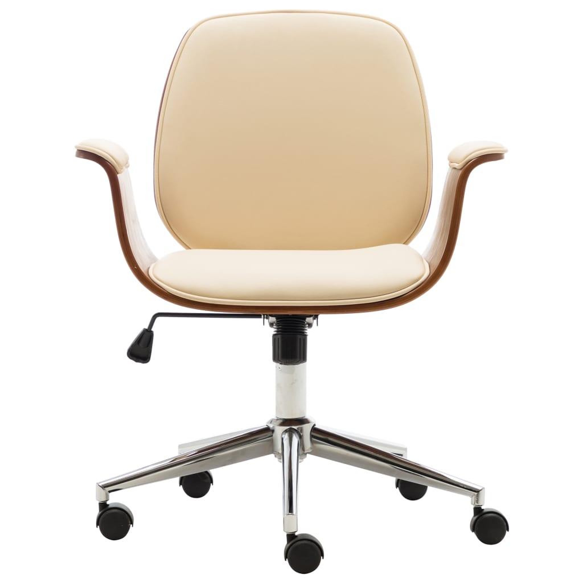 Voir la diapositive 2 : VIDAXL Chaise de bureau Creme Bois courbe et similicuir
