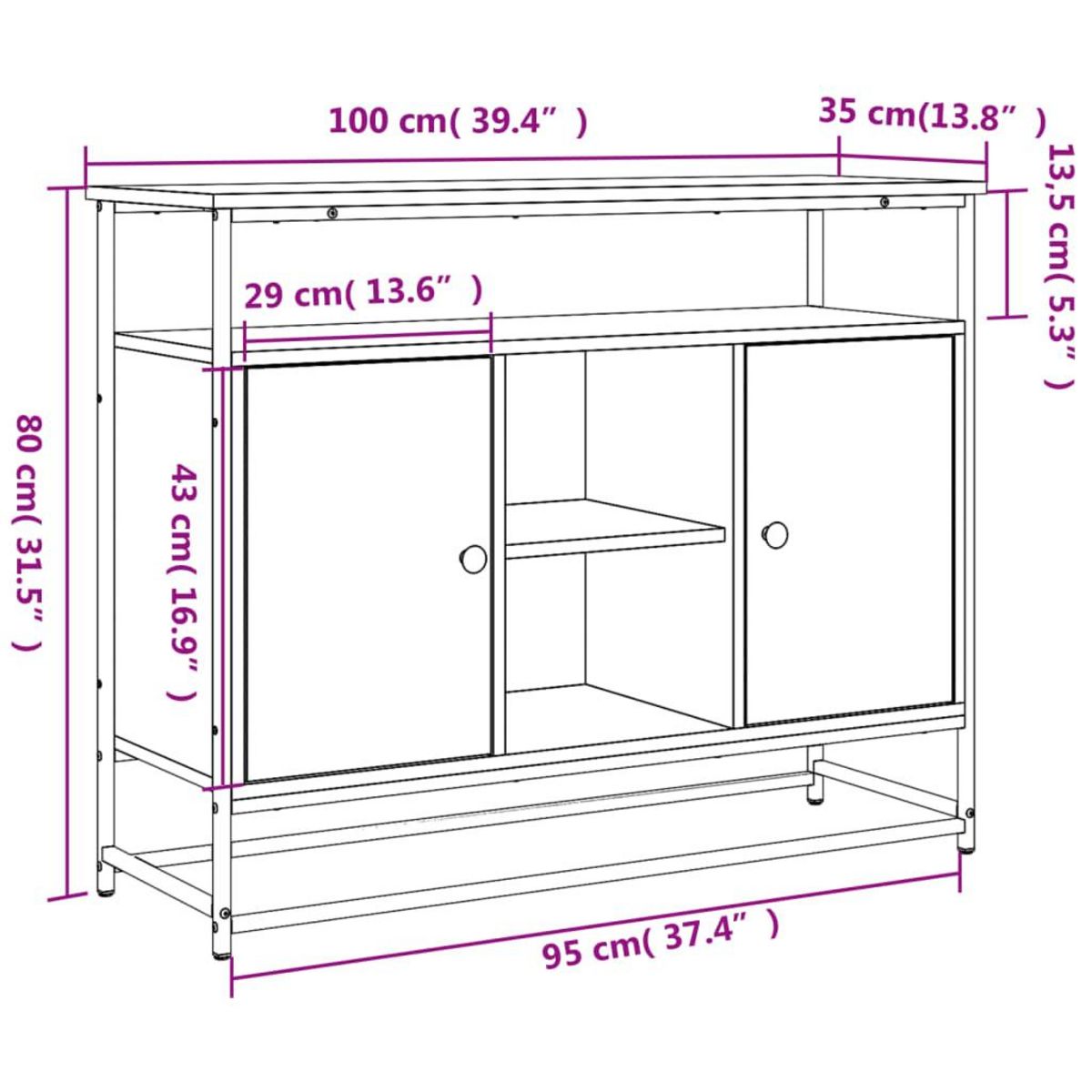 VIDAXL Buffet chene sonoma 100x35x80 cm bois d'ingenierie