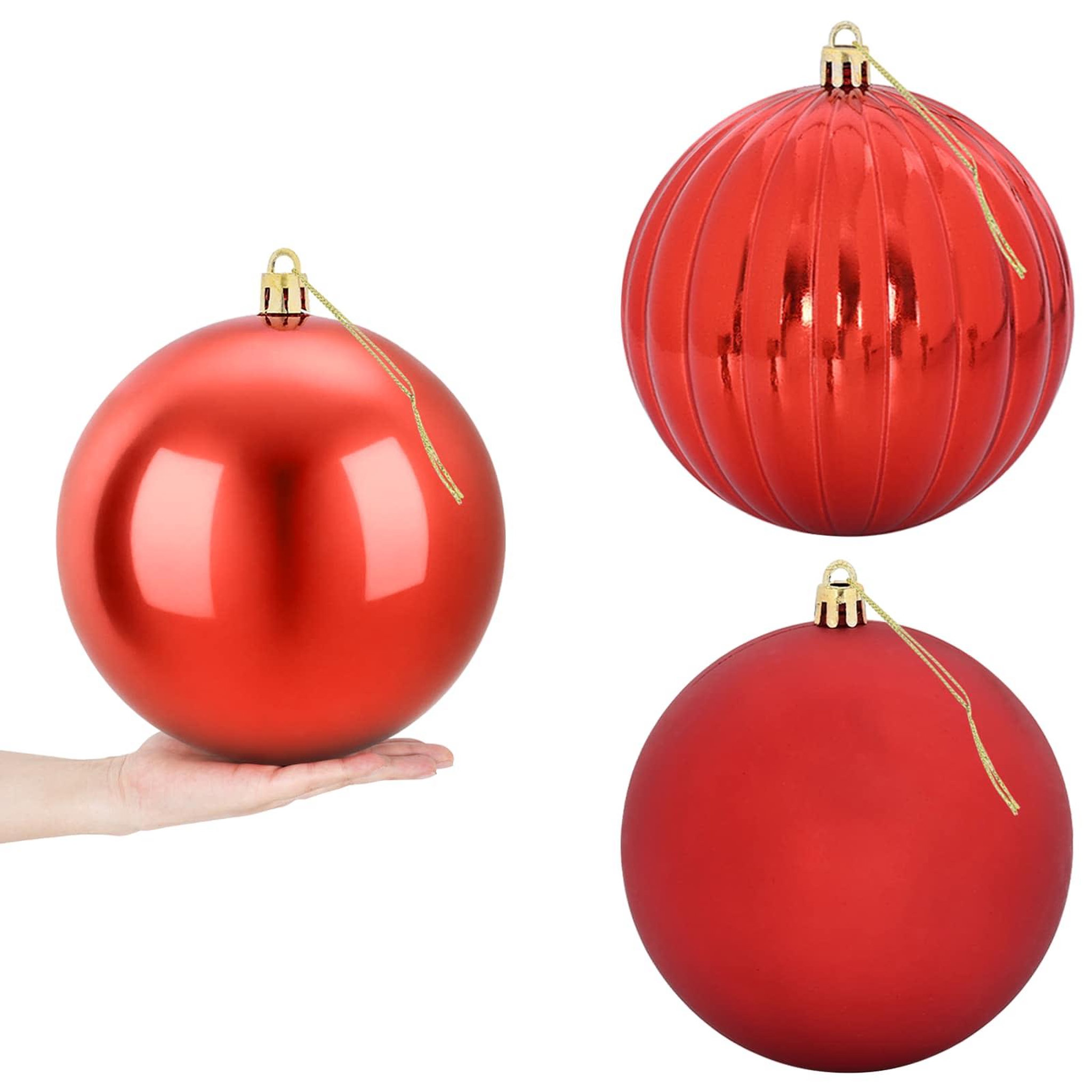 VIDAXL Lot de boules de Noël XXL 3 pc Rouge Diam. 25 cm Plastique