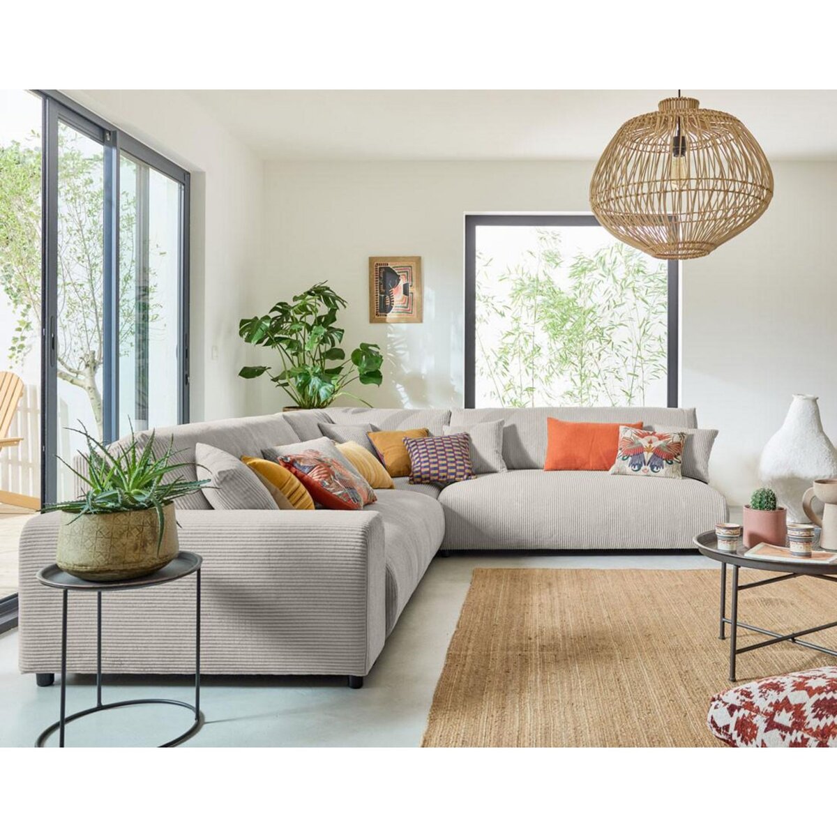 LISA DESIGN Garance - module d'assise 2 places - en velours côtelé