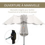 Voir la diapositive 5 : OUTSUNNY Parasol de jardin XXL parasol grande taille 4,6L x 2,7l x 2,4H m ouverture fermeture manivelle acier polyester haute densité café latte