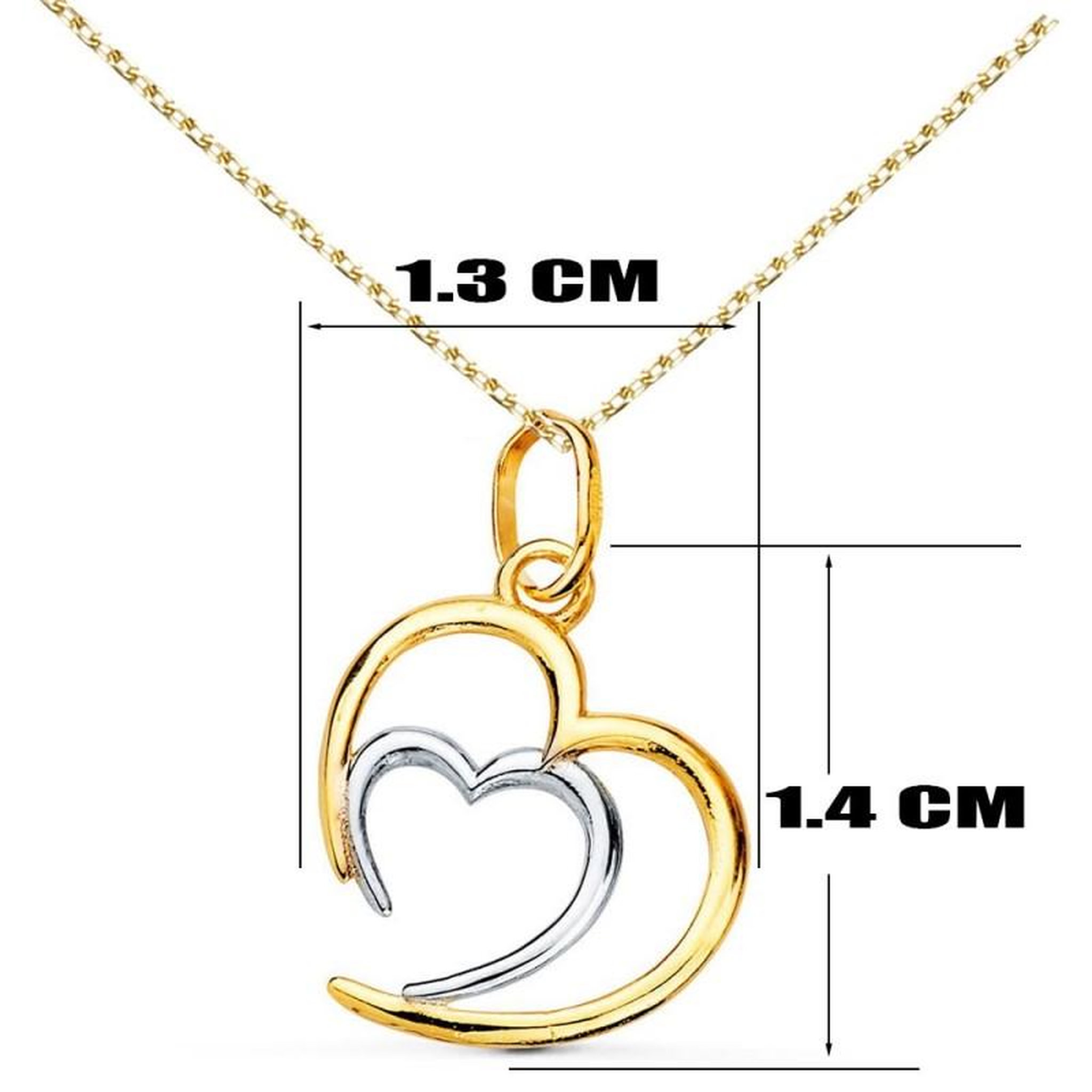 Voir la diapositive 4 : L'ATELIER D'AZUR Collier - Pendentif Or 18 Carats 750/000 Bicolore - Coeur Double - Chaine Dorée