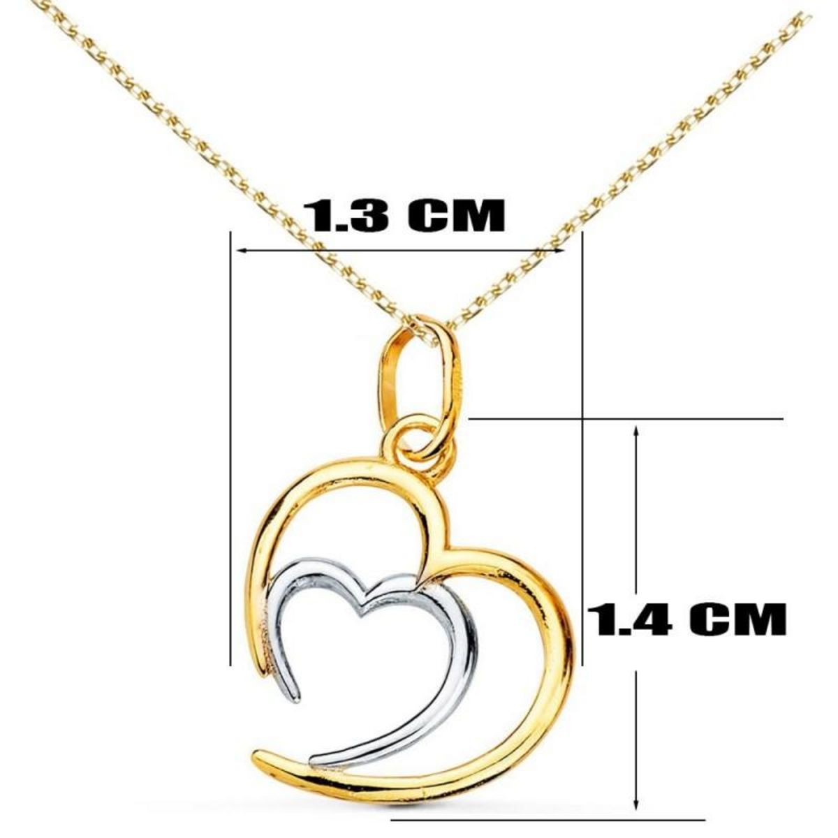 L'ATELIER D'AZUR Collier - Pendentif Or 18 Carats 750/000 Bicolore - Coeur Double - Chaine Dorée