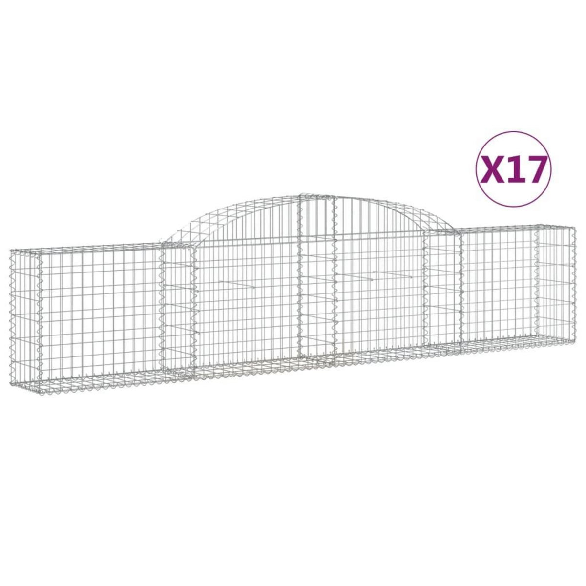 VIDAXL Paniers a gabions arques 17 pcs 300x30x60/80 cm Fer galvanise