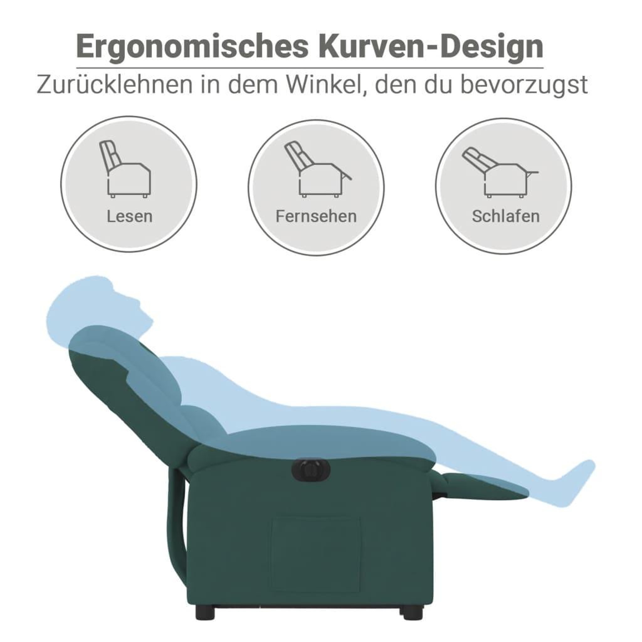 Voir la diapositive 6 : VIDAXL Fauteuil inclinable electrique vert fonce velours