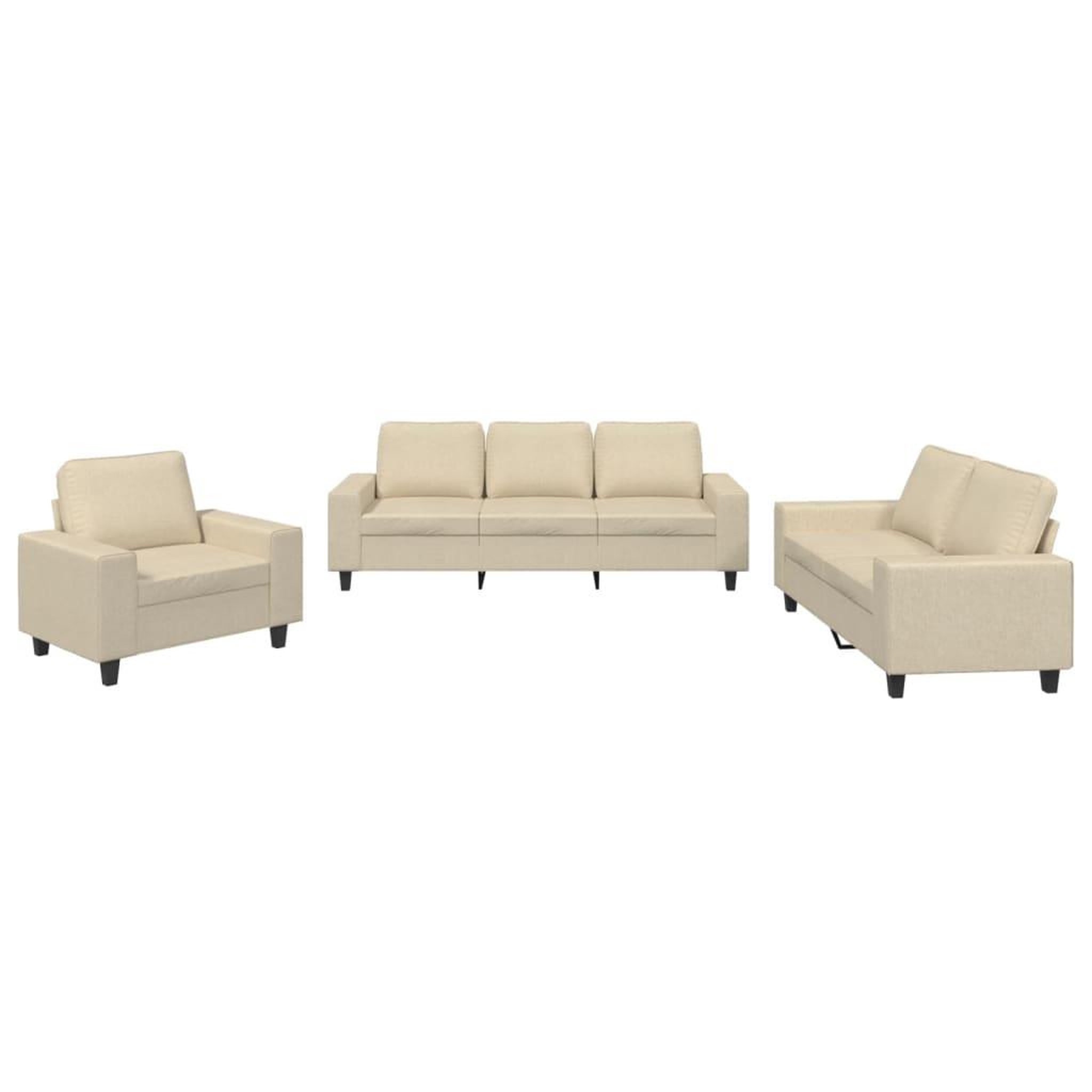 Voir la diapositive 2 : VIDAXL Ensemble de canapes 3 pcs creme tissu