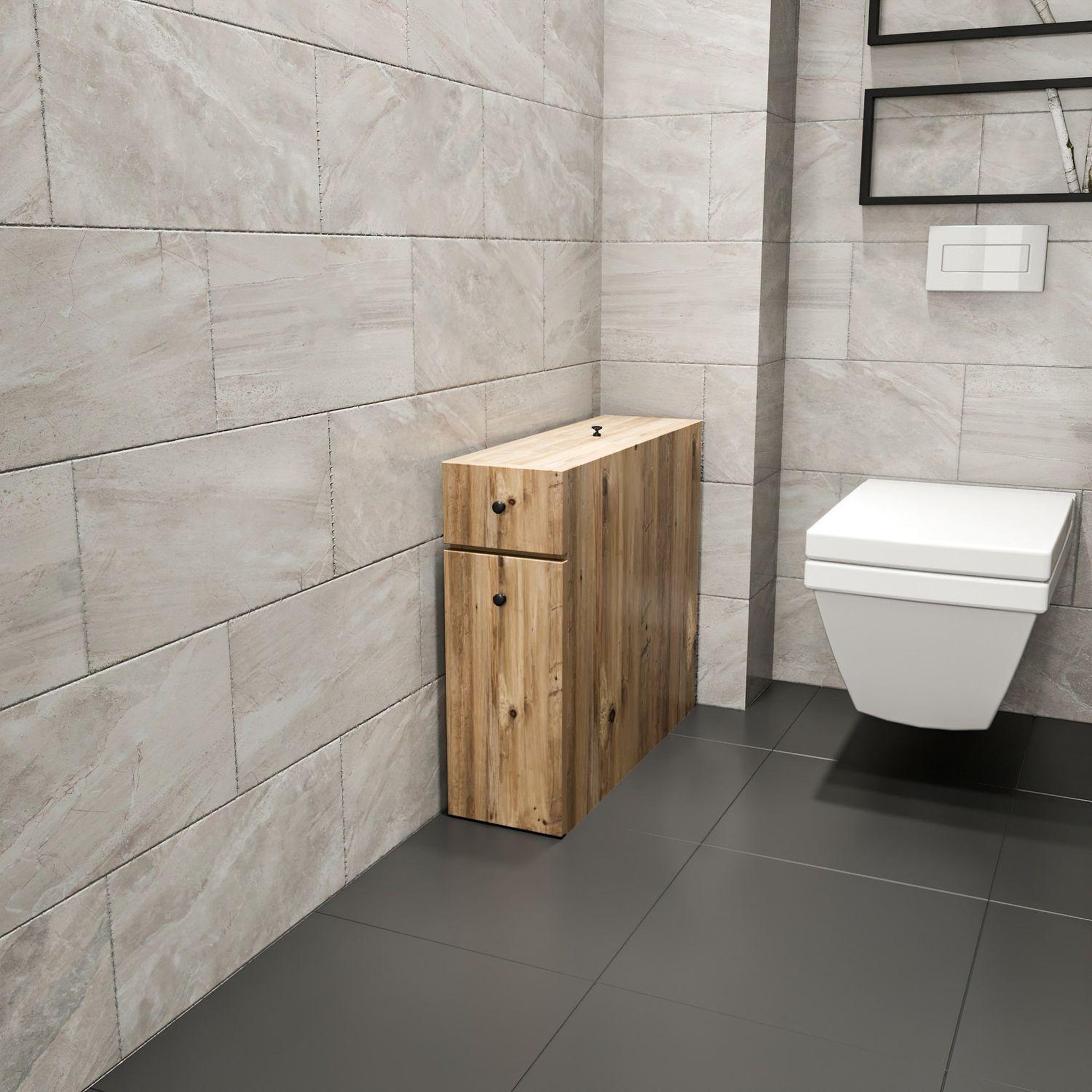 Voir la diapositive 2 : TOILINUX Rangement de salle de bain compact 2 tiroirs et une porte