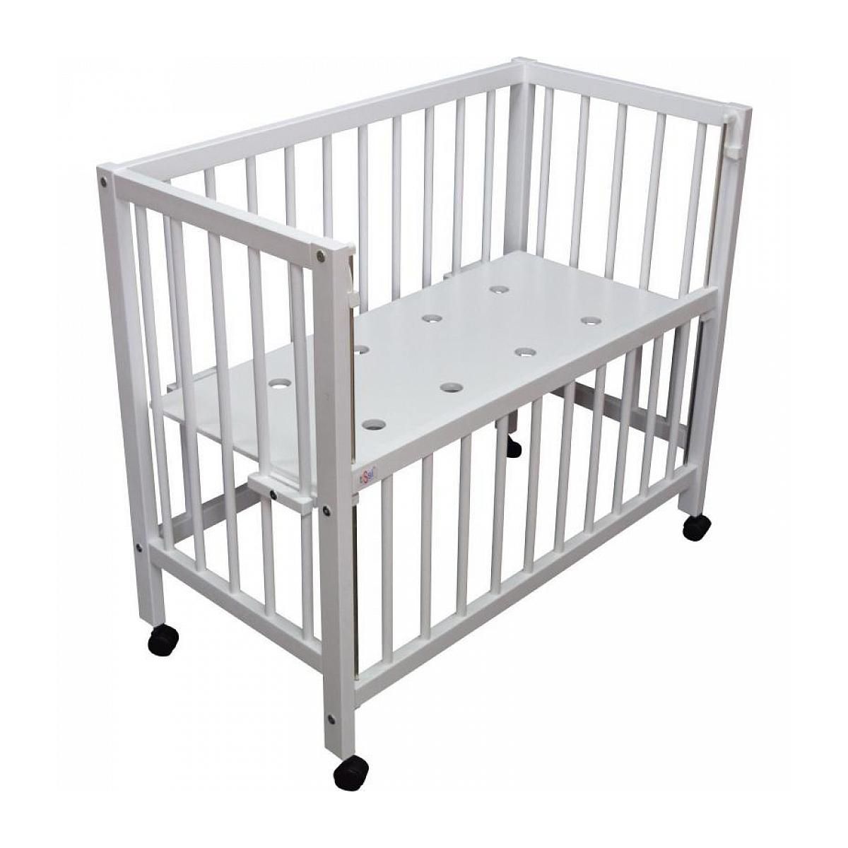 TISSI Lit bébé à barreaux cododo en hêtre massif blanc 40x90 cm