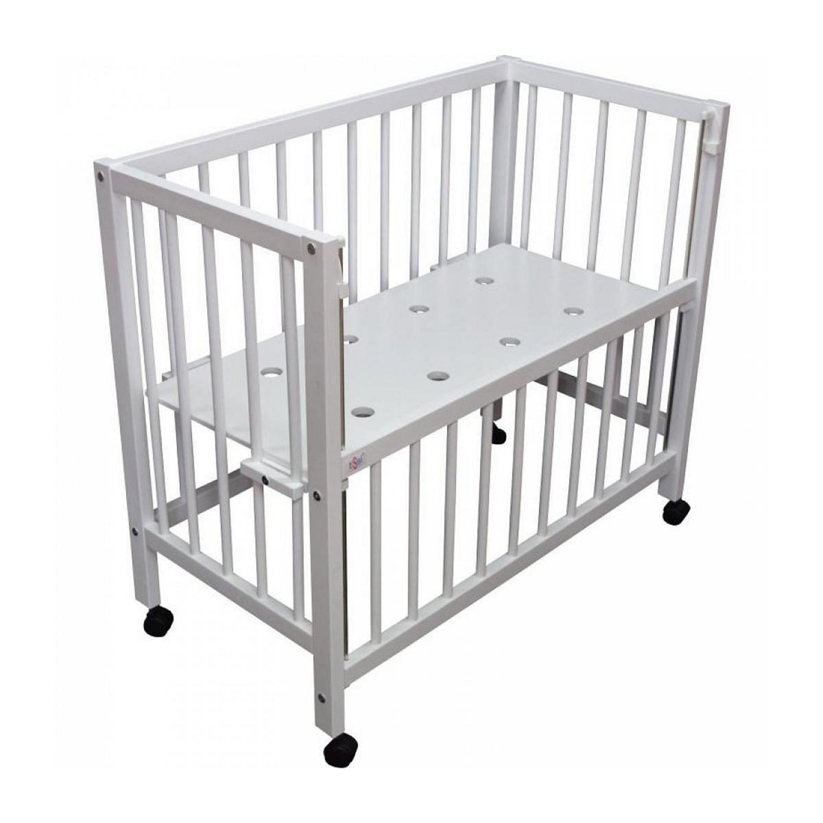 TISSI Lit bébé à barreaux cododo en hêtre massif blanc 40x90 cm