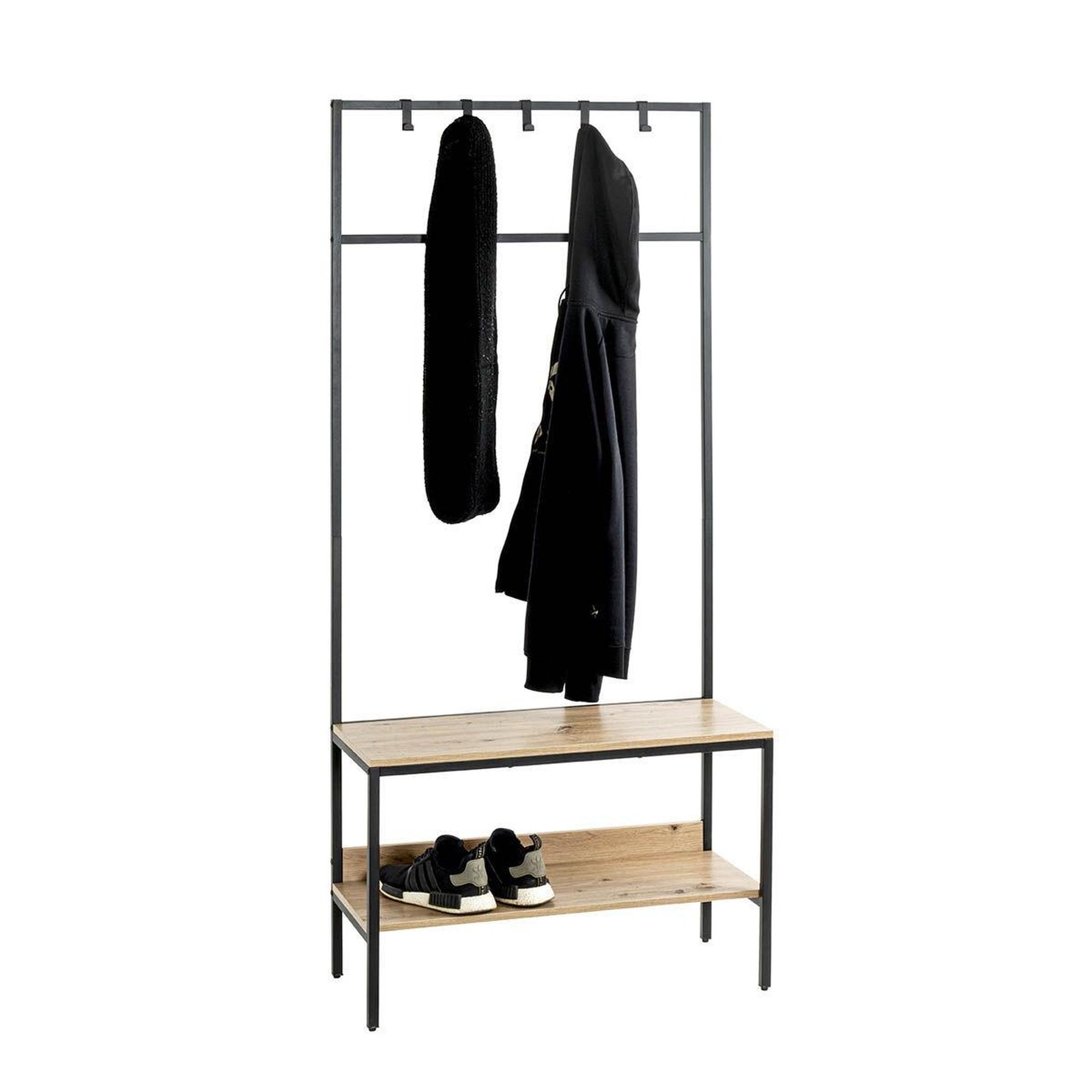 Voir la diapositive 5 : Paris Prix Meuble d'entrée vestiaire  miranda  180cm chêne & noir