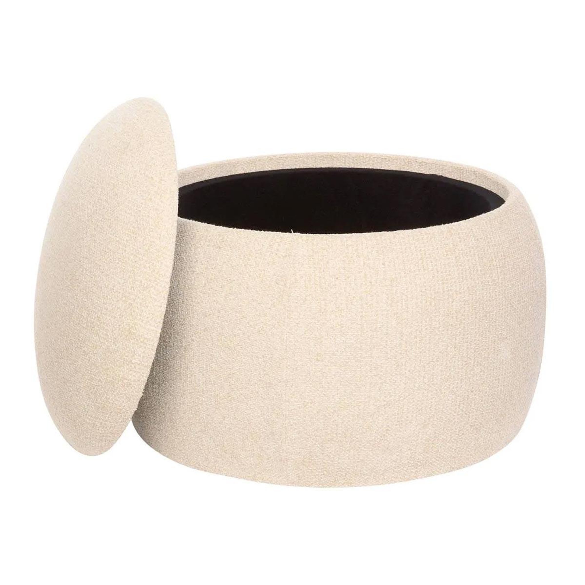 Voir la diapositive 2 : ATMOSPHERA Pouf coffre de rangement bouclette  elior  60 cm beige