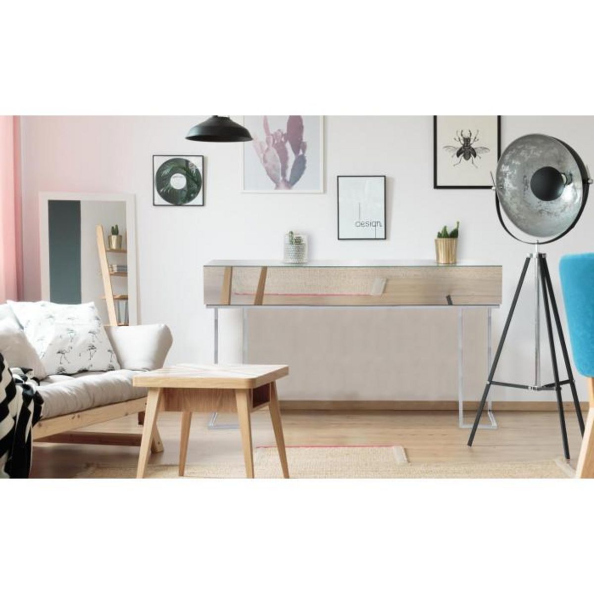 Paris Prix Console Design  Miravo  119cm Transparent & Argent