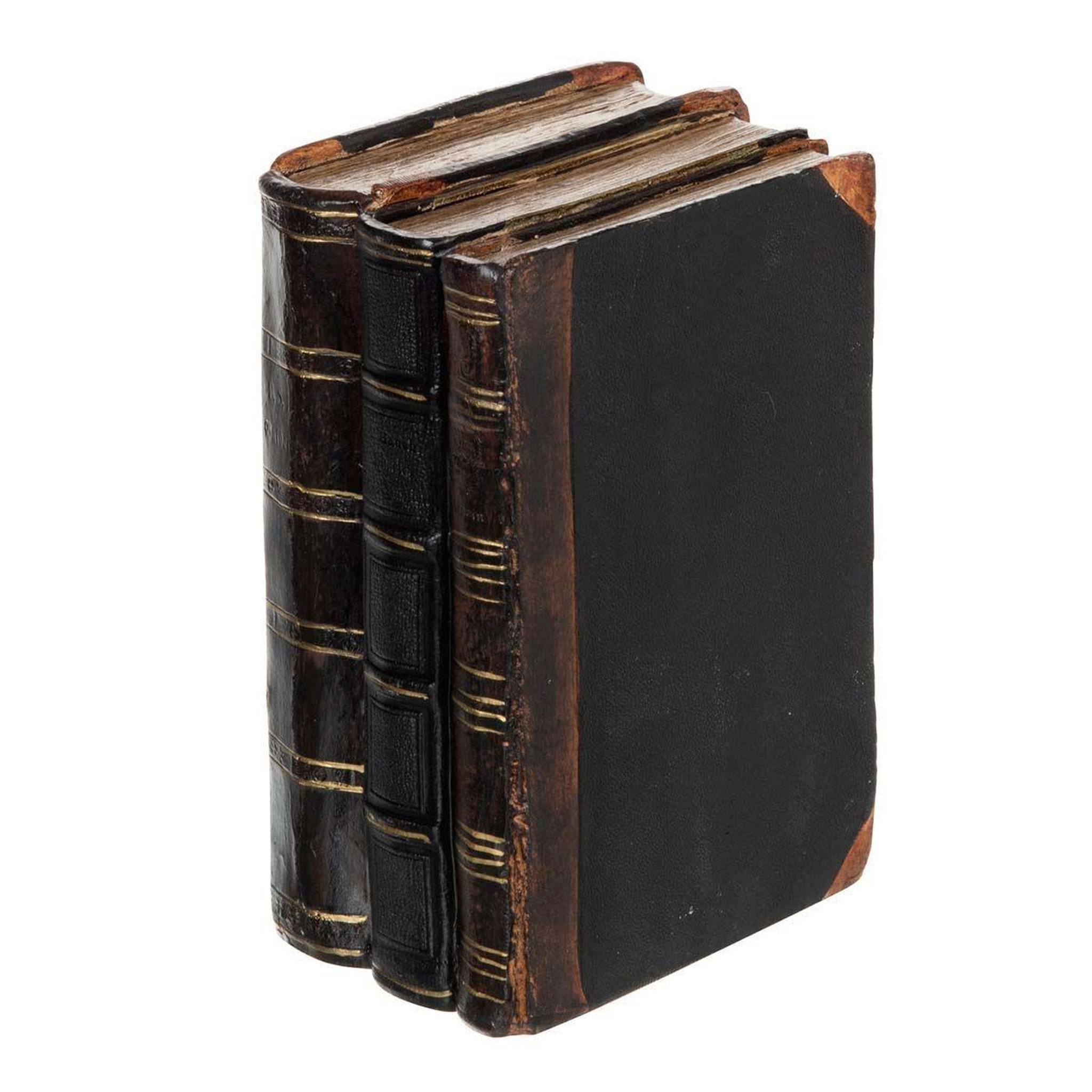 J-LINE 3 livres déco  book  20cm noir & marron