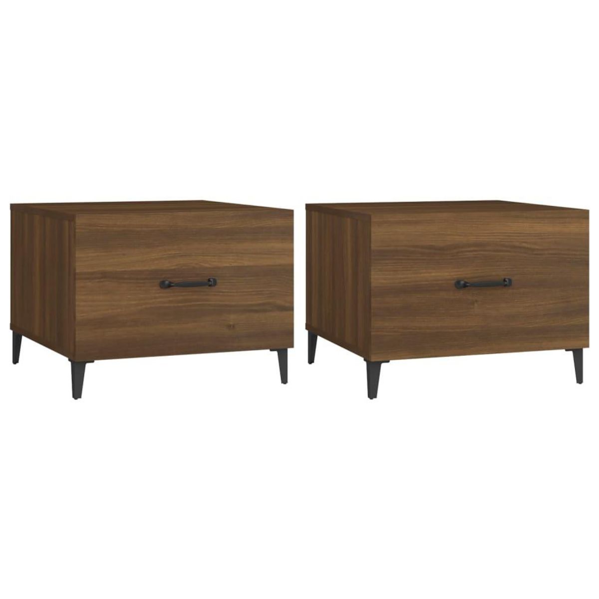 VIDAXL Tables basses avec pieds en metal 2 pcs Chene marron 50x50x40cm