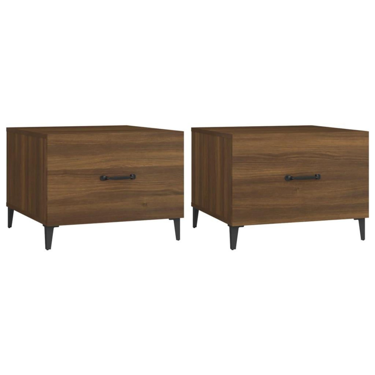 VIDAXL Tables basses avec pieds en metal 2 pcs Chene marron 50x50x40cm