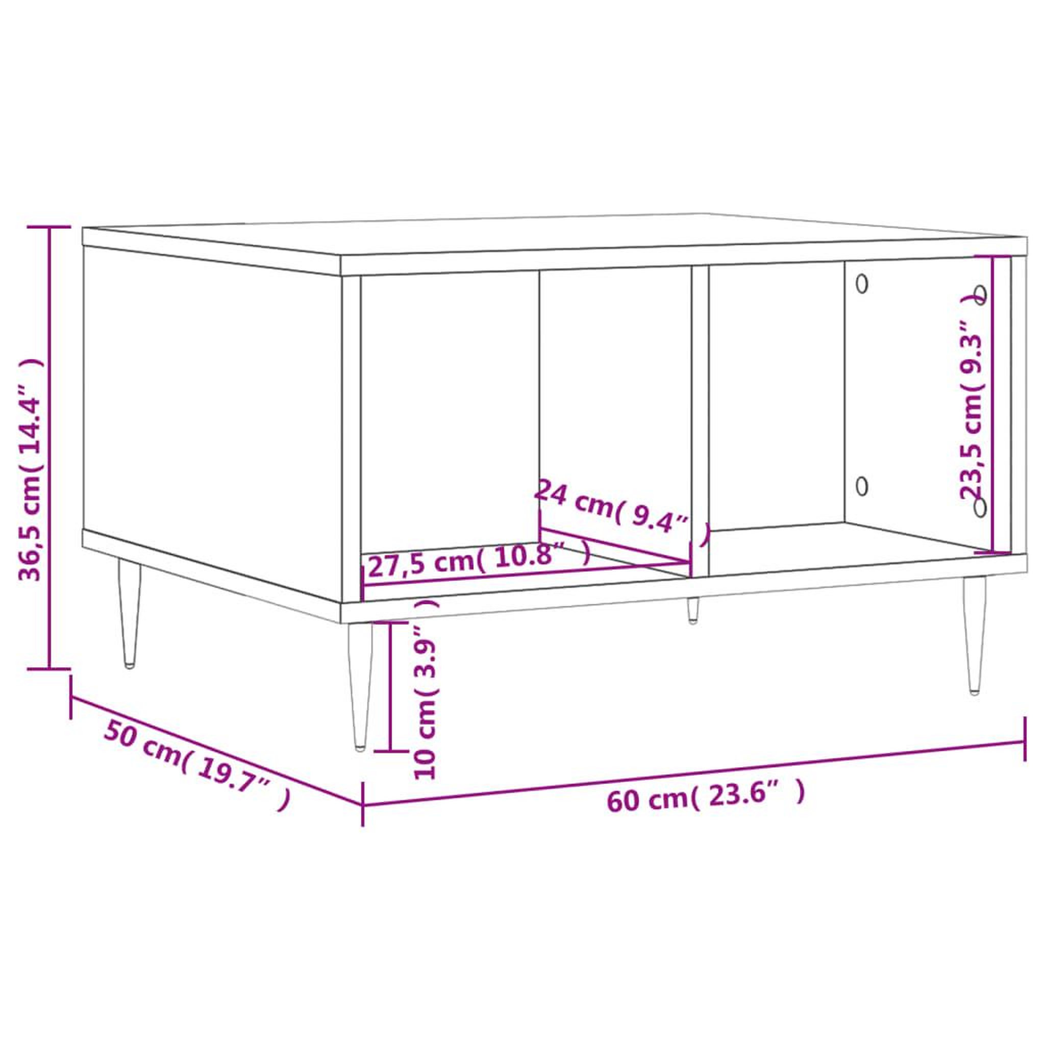 Voir la diapositive 6 : VIDAXL Table basse Blanc brillant 60x50x36,5 cm Bois d'ingenierie