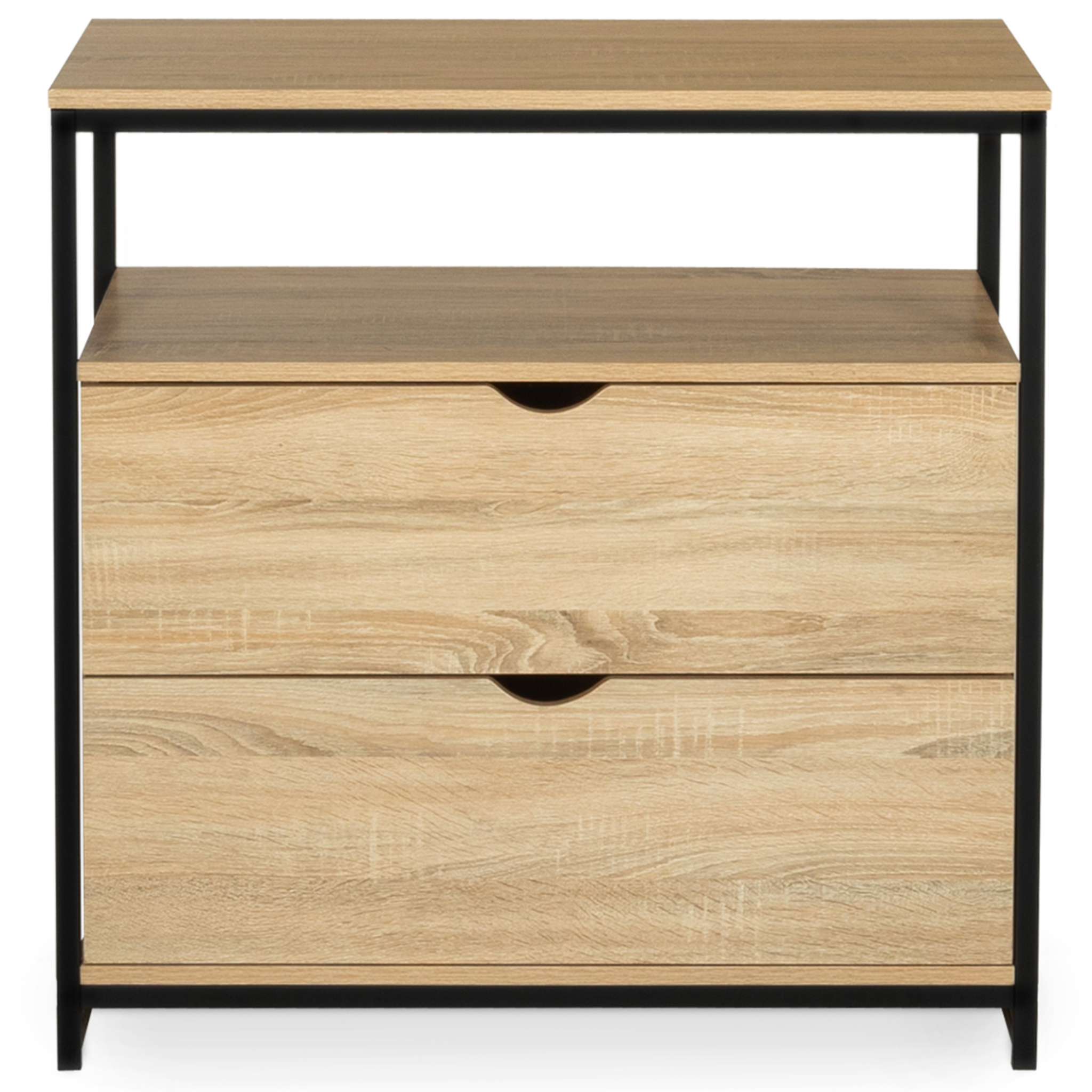 Voir la diapositive 3 : ID MARKET Commode 2 tiroirs detroit 80 cm design industriel avec étagère