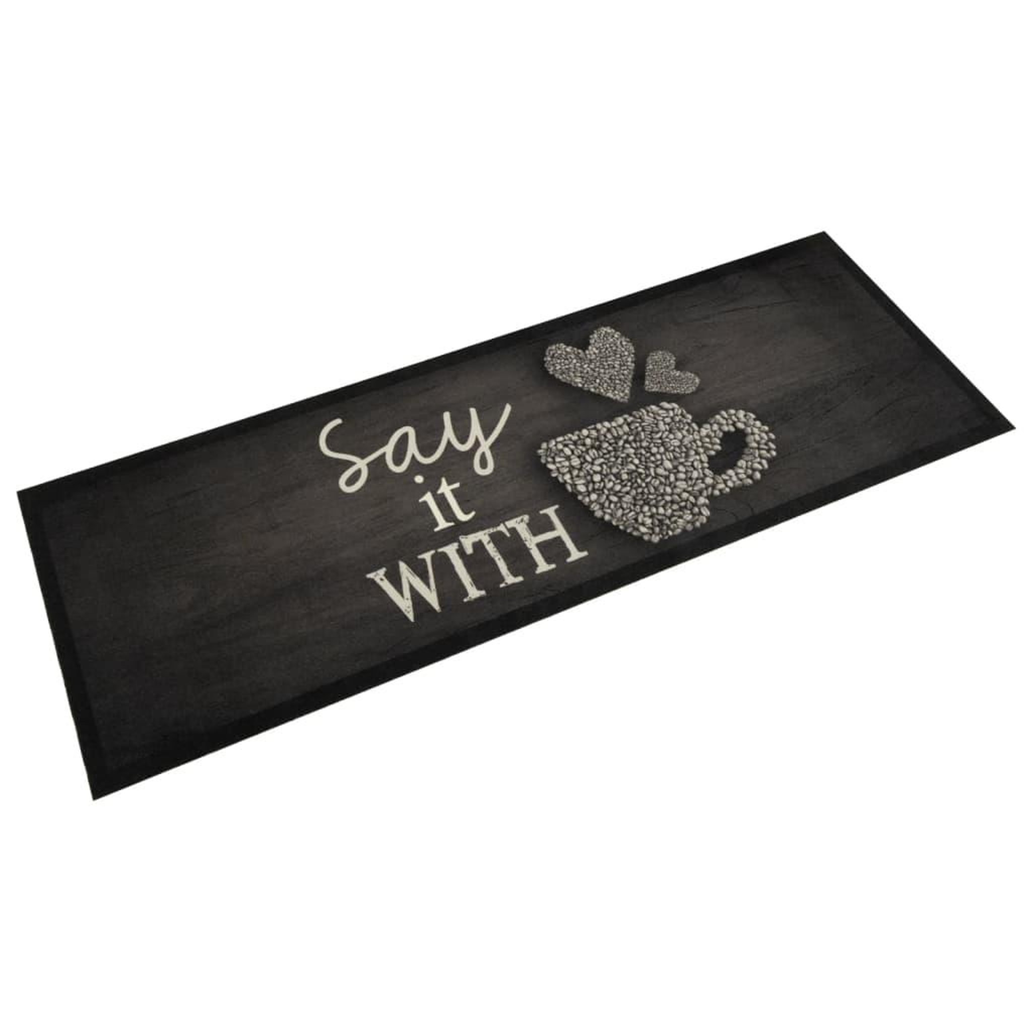 VIDAXL Tapis de cuisine lavable imprime tasse noir 60x180 cm velours