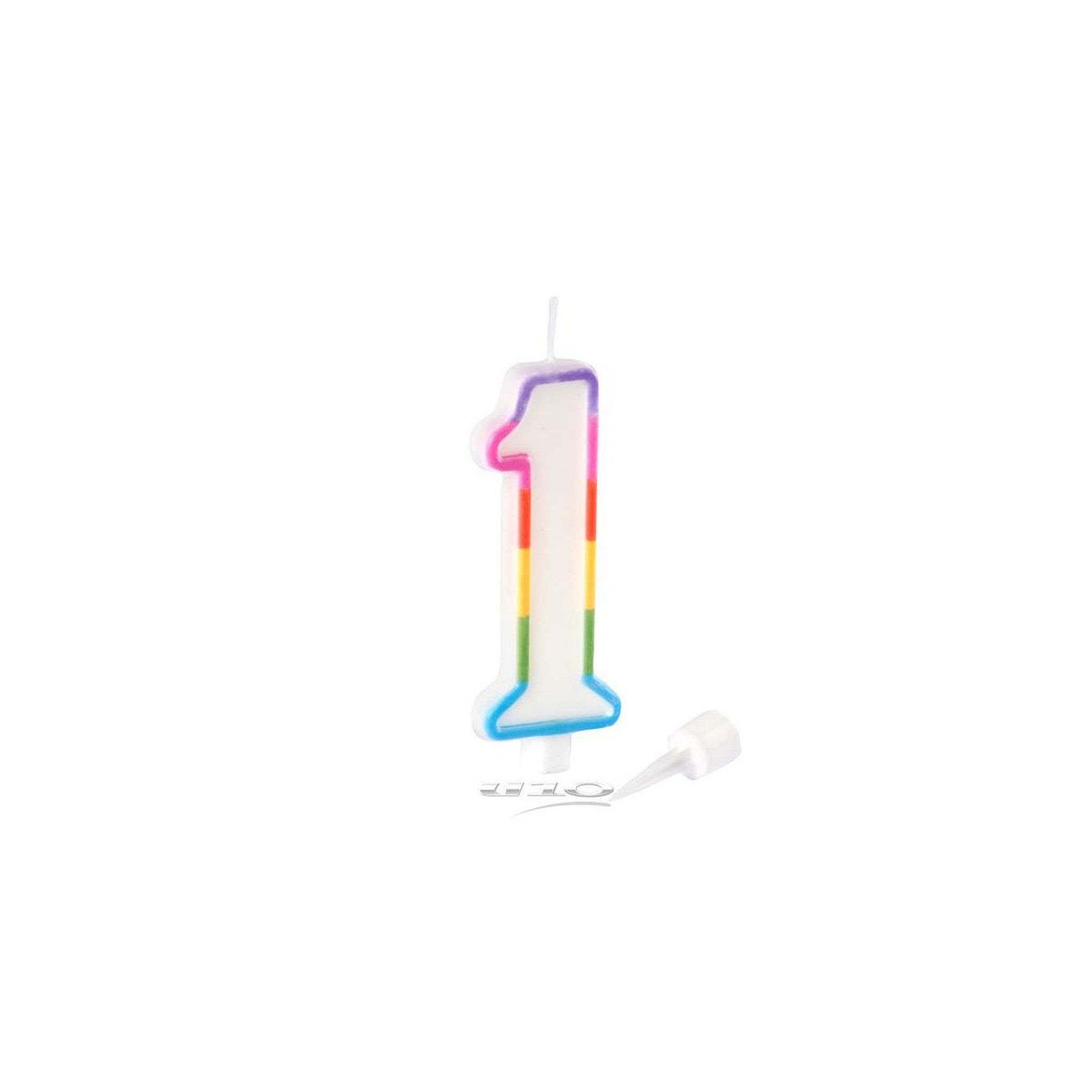 Voir la diapositive 2 : HOMEA Bougie d'anniversaire  chiffre 1  10cm multicolore