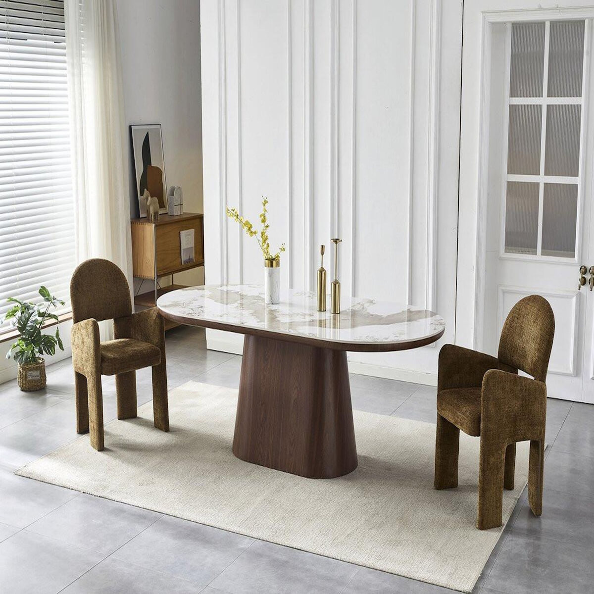 Habitat et Jardin Table à manger ovale en céramique pandora  Bellagio  - 8 places - Beige