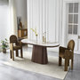 Voir la diapositive 2 : Habitat et Jardin Table à manger ovale en céramique pandora  Bellagio  - 8 places - Beige