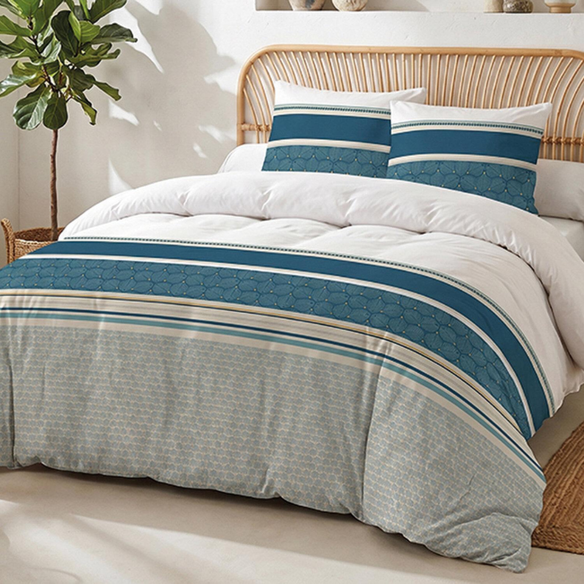 Voir la diapositive 2 : ATELIER DU COTON Parure housse de couette en coton 57 fils uriance