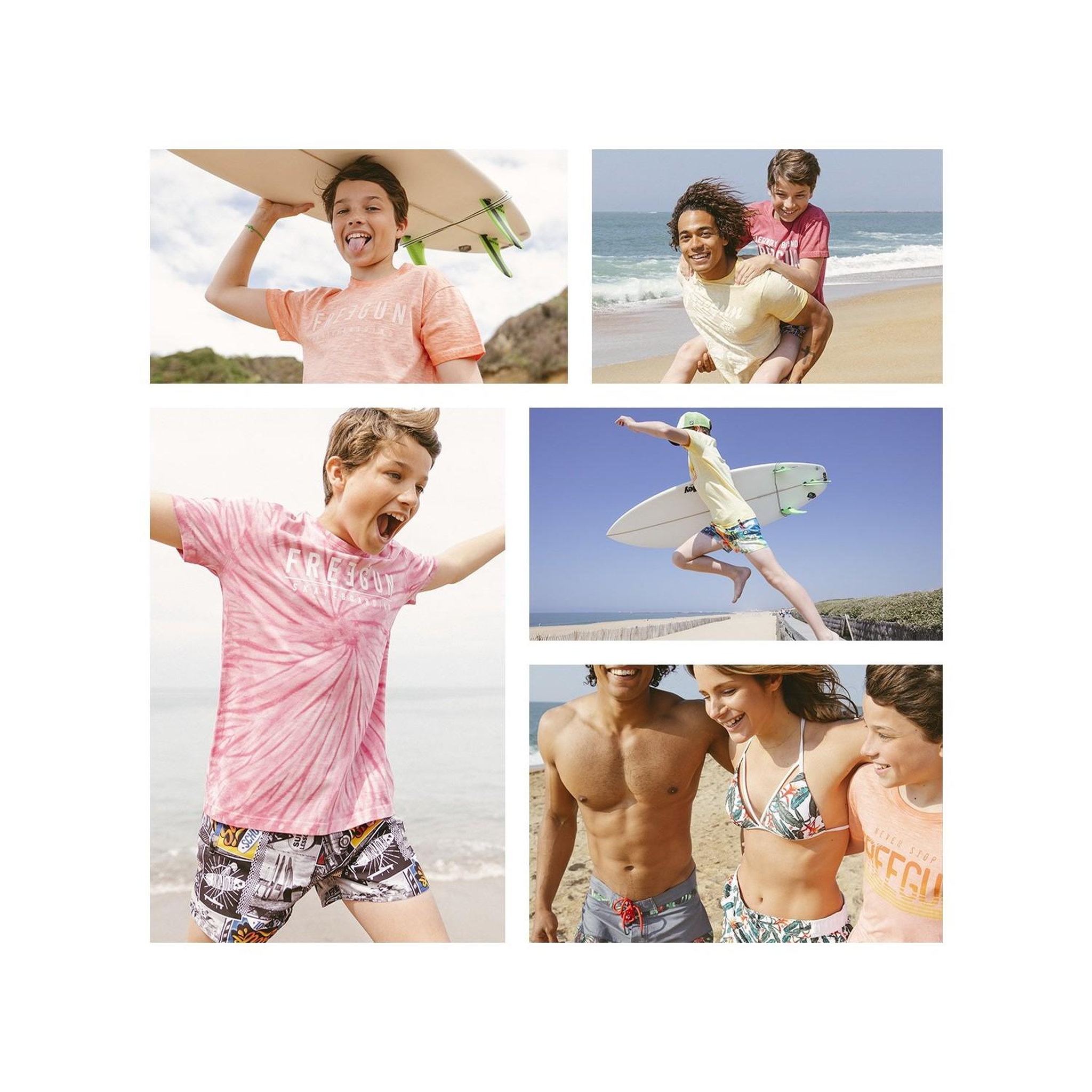 Voir la diapositive 3 : FREEGUN Boardshort court garçon avec ceinture demi-élastiquée