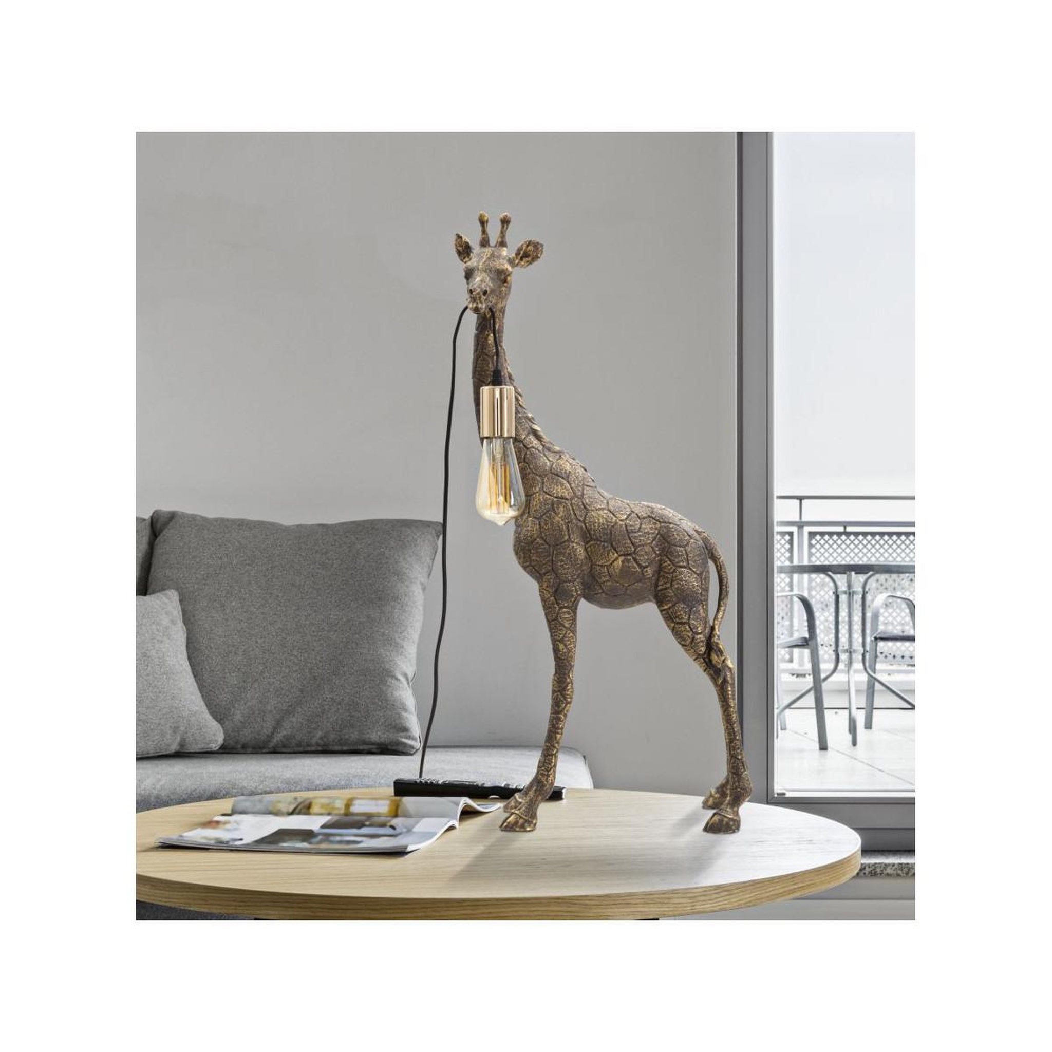 Voir la diapositive 6 : Paris Prix Lampe à poser en résine  girafe  80cm or foncé