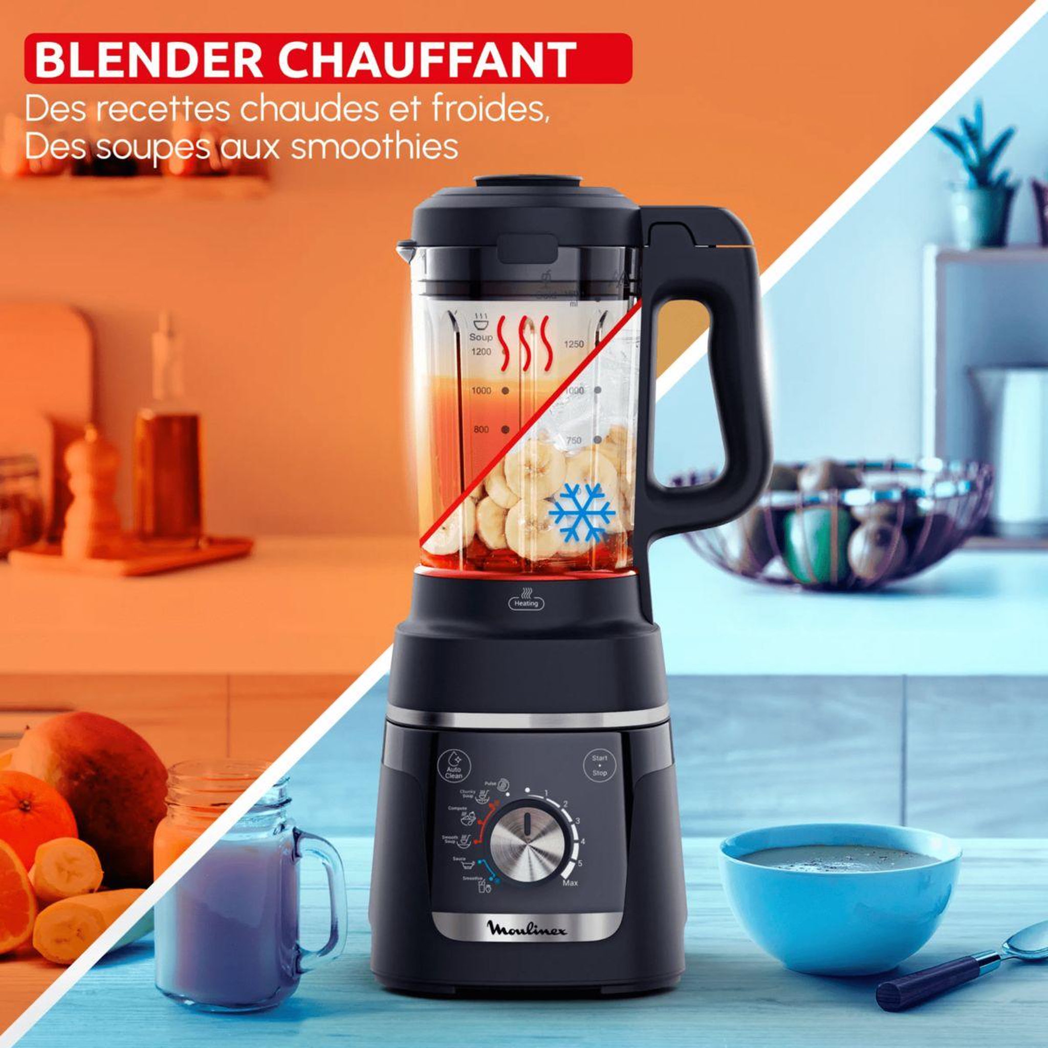 Voir la diapositive 4 : MOULINEX Blender chauffant blendforce lm5768f0 - chaud et froid - bol verre 1.75l