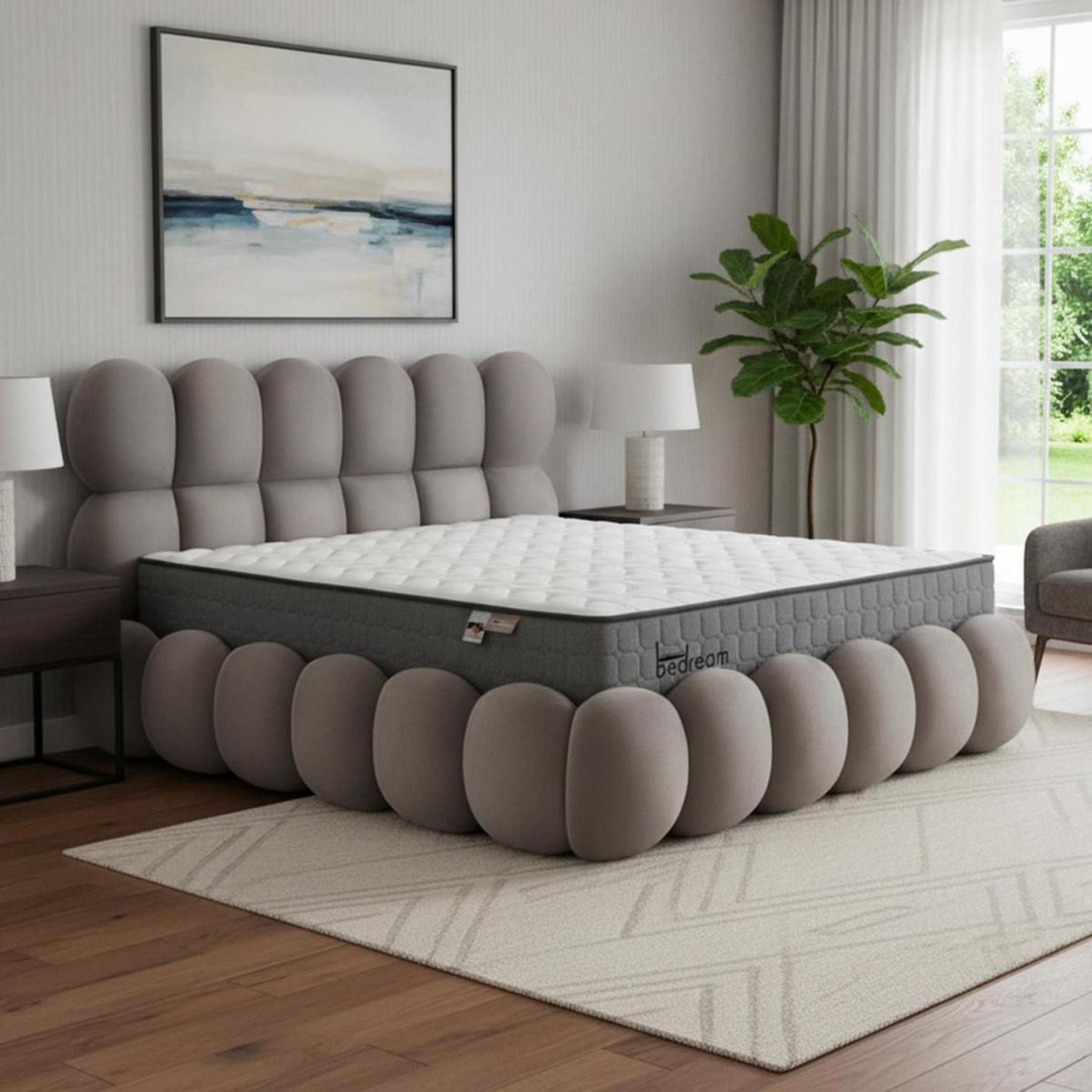 Voir la diapositive 5 : Paris Prix Pack lit coffre en velours & matelas  bubble & goodream  160x200cm gris