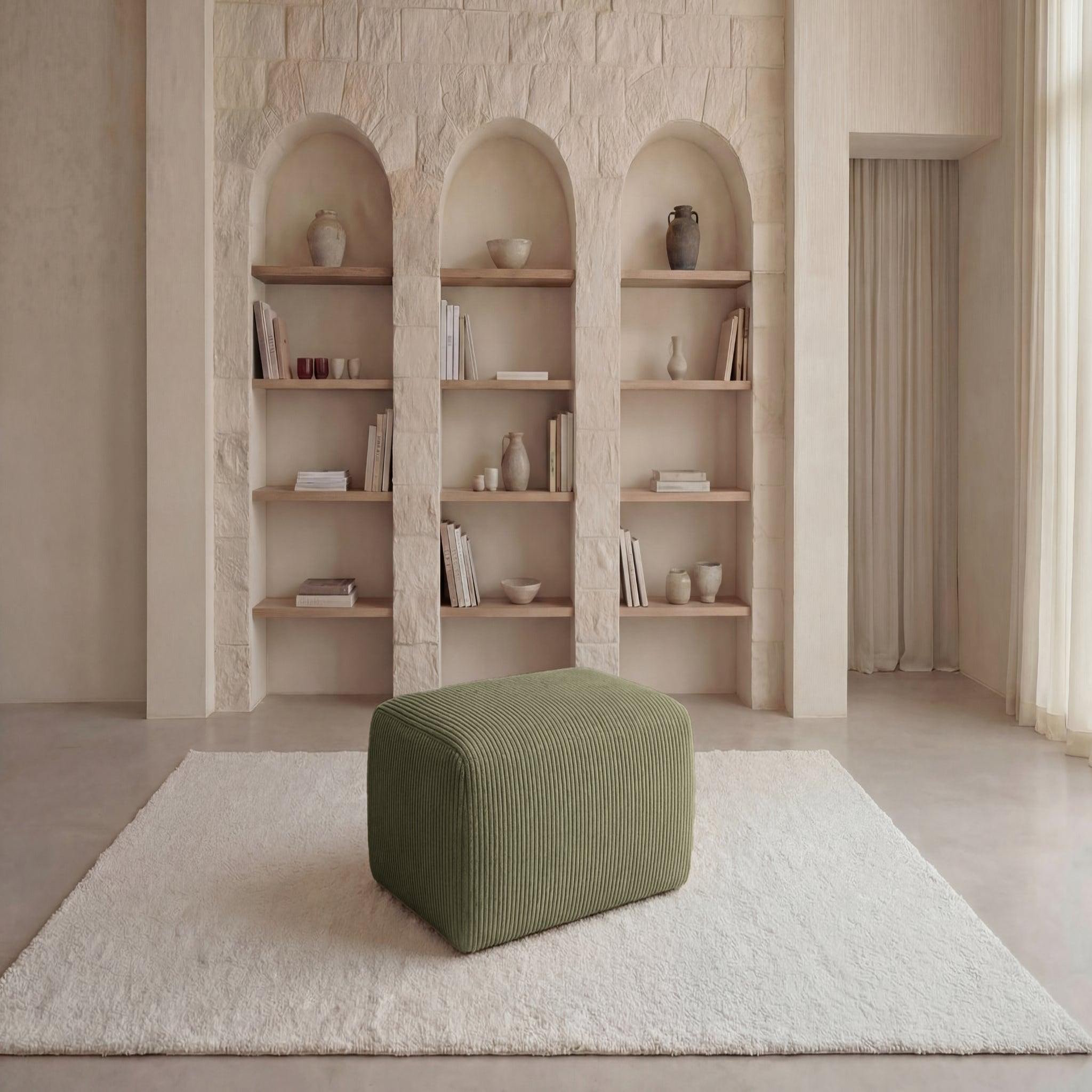 Voir la diapositive 2 : CASANOVA PARIS Olympe - pouf en petit velours côtelé 100x68x42