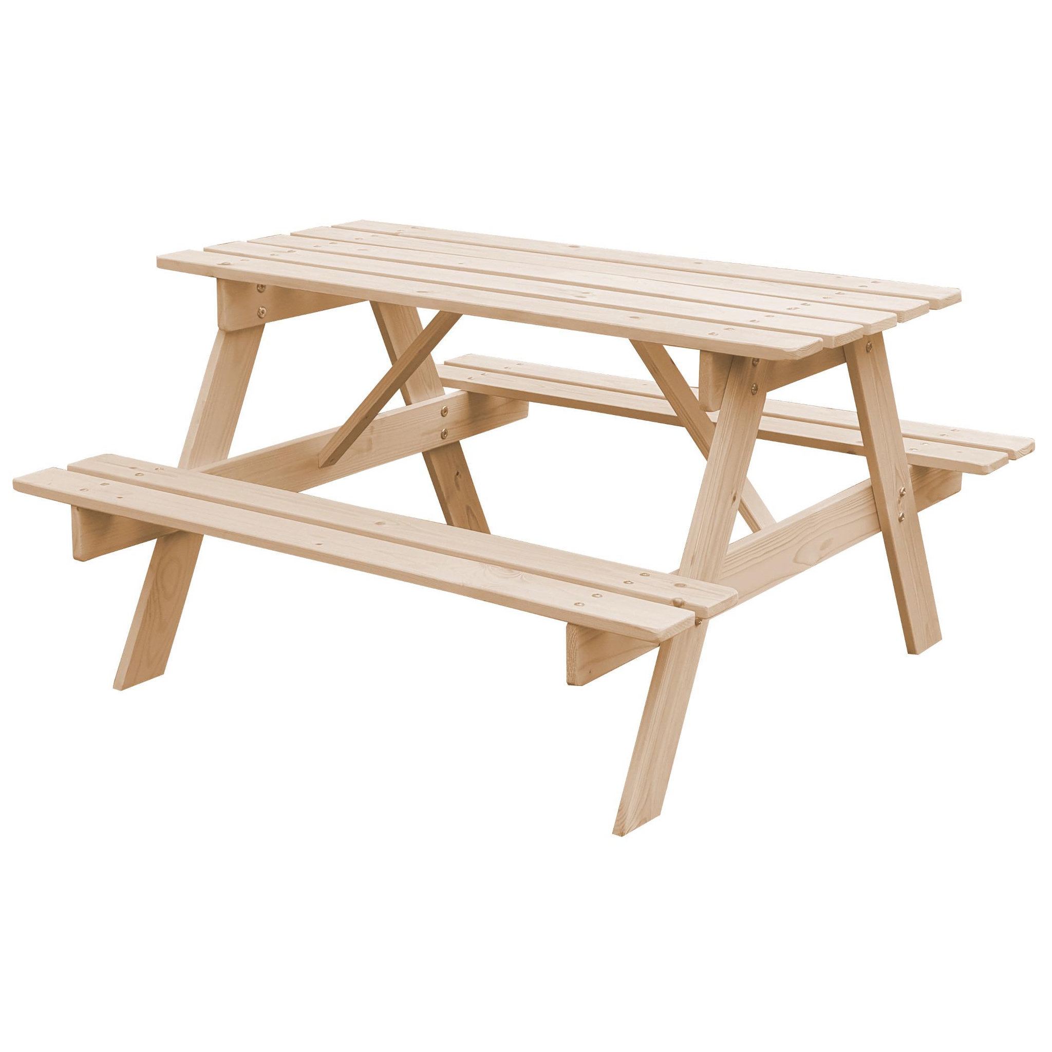 Voir la diapositive 2 : TIMBELA Table enfant en bois – table et chaise enfant - table pique nique 90x90xh50 cm m018-1