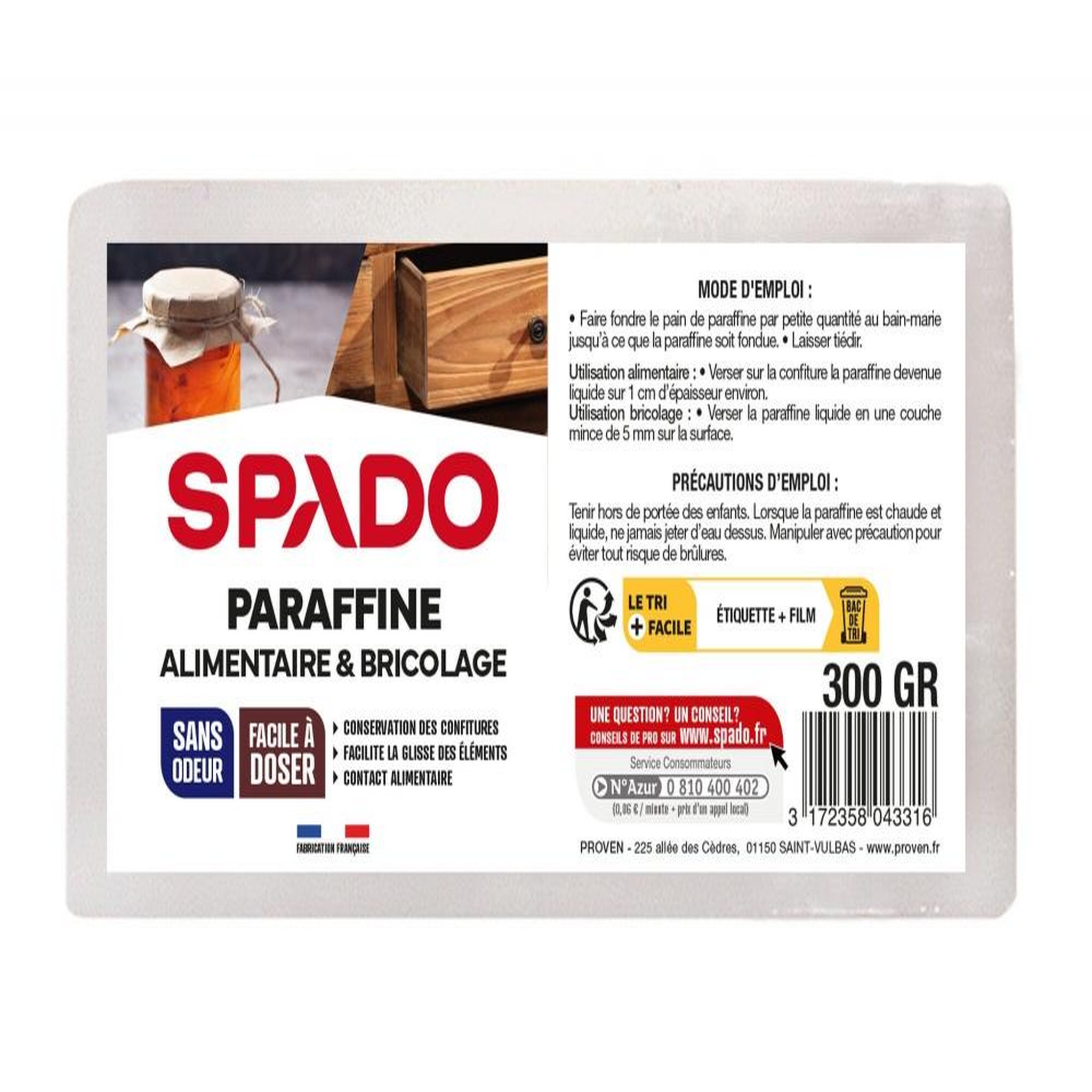 CENTRALE BRICO Pain paraffine solide universel ST WANDRILLE 300G