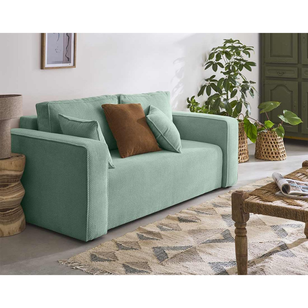 BEST MOBILIER Topaze - canapé droit 2 places - en velours texturé