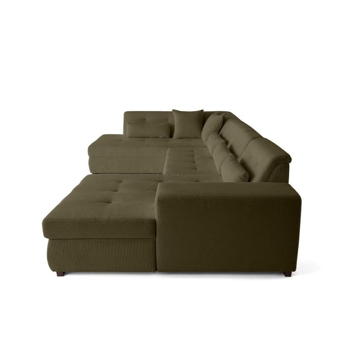 LISA DESIGN Vermont - canapé panoramique d'angle gauche - 7 places - en velours côtelé
