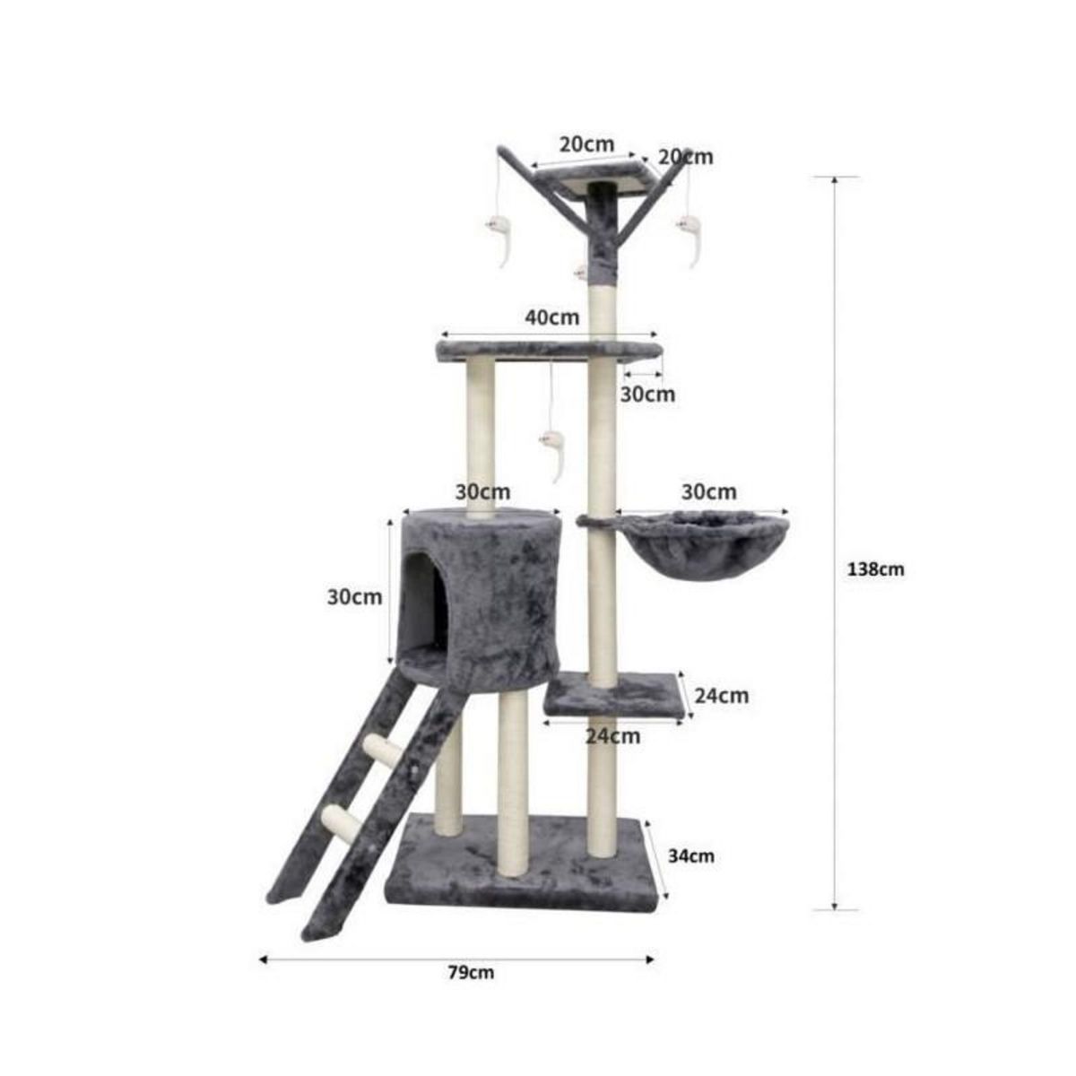 JIPSY Arbre a chat Gris - 79 x 34 x 138 cm - Gris