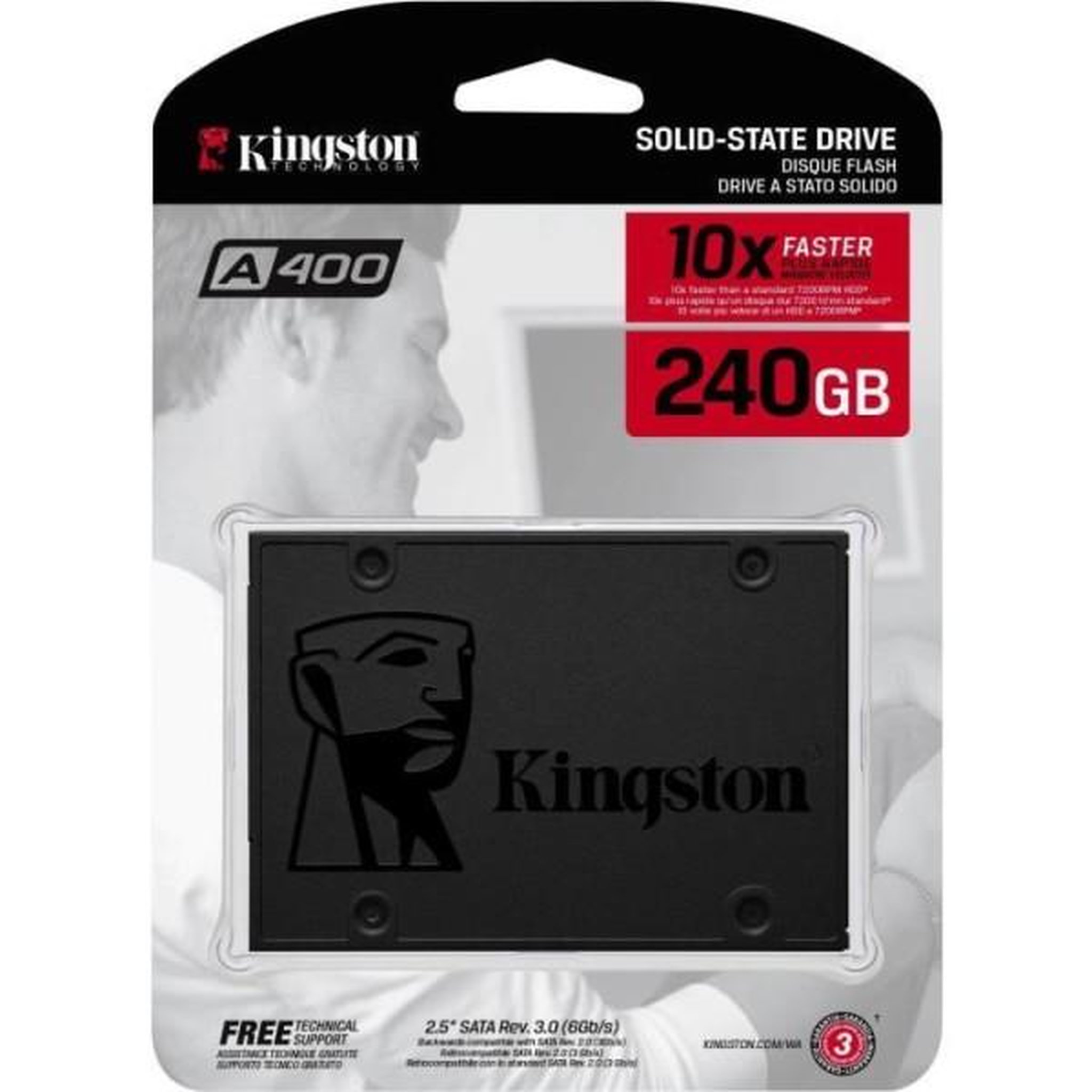 Voir la diapositive 5 : Kingston Disque SSD Interne Kingston A400 Series SATA 2.5 Rev 3.0 240 Go