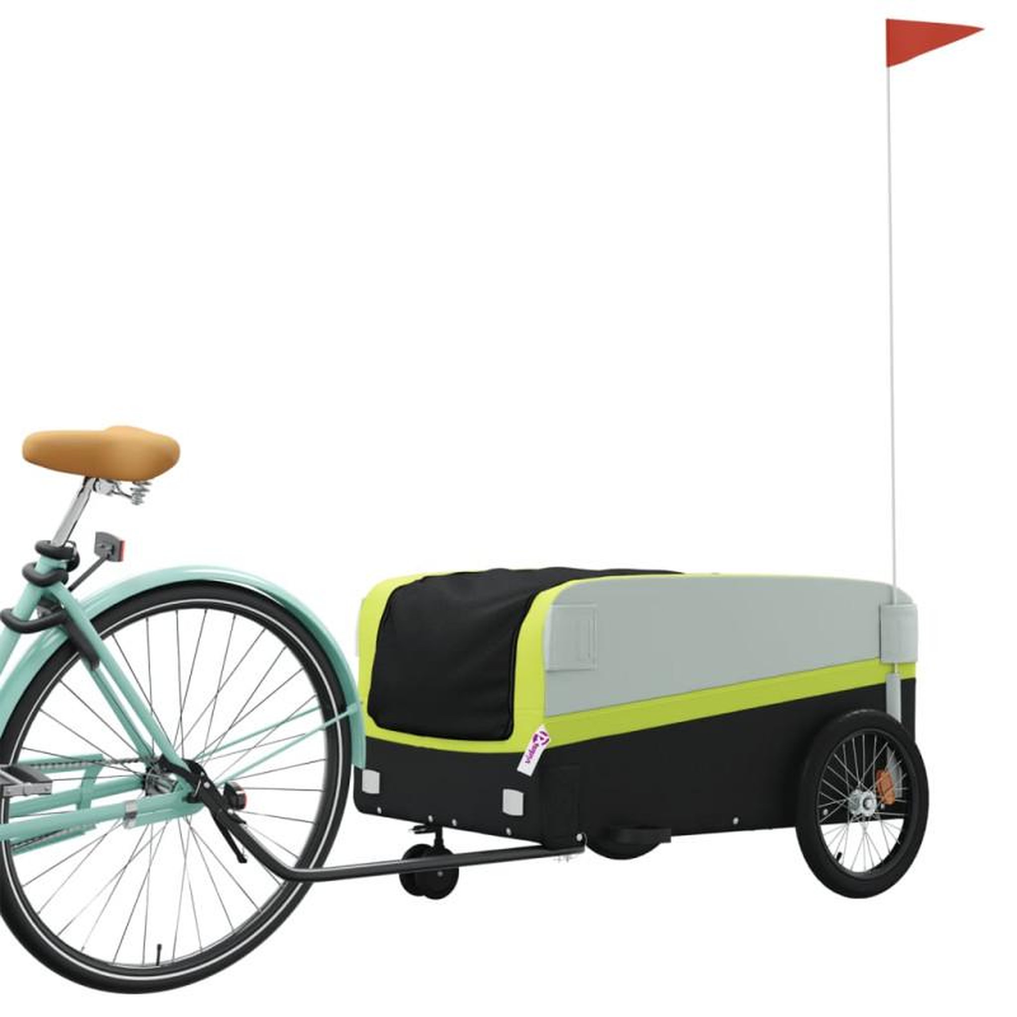Voir la diapositive 3 : VIDAXL Remorque de vélo noir et vert 45 kg fer